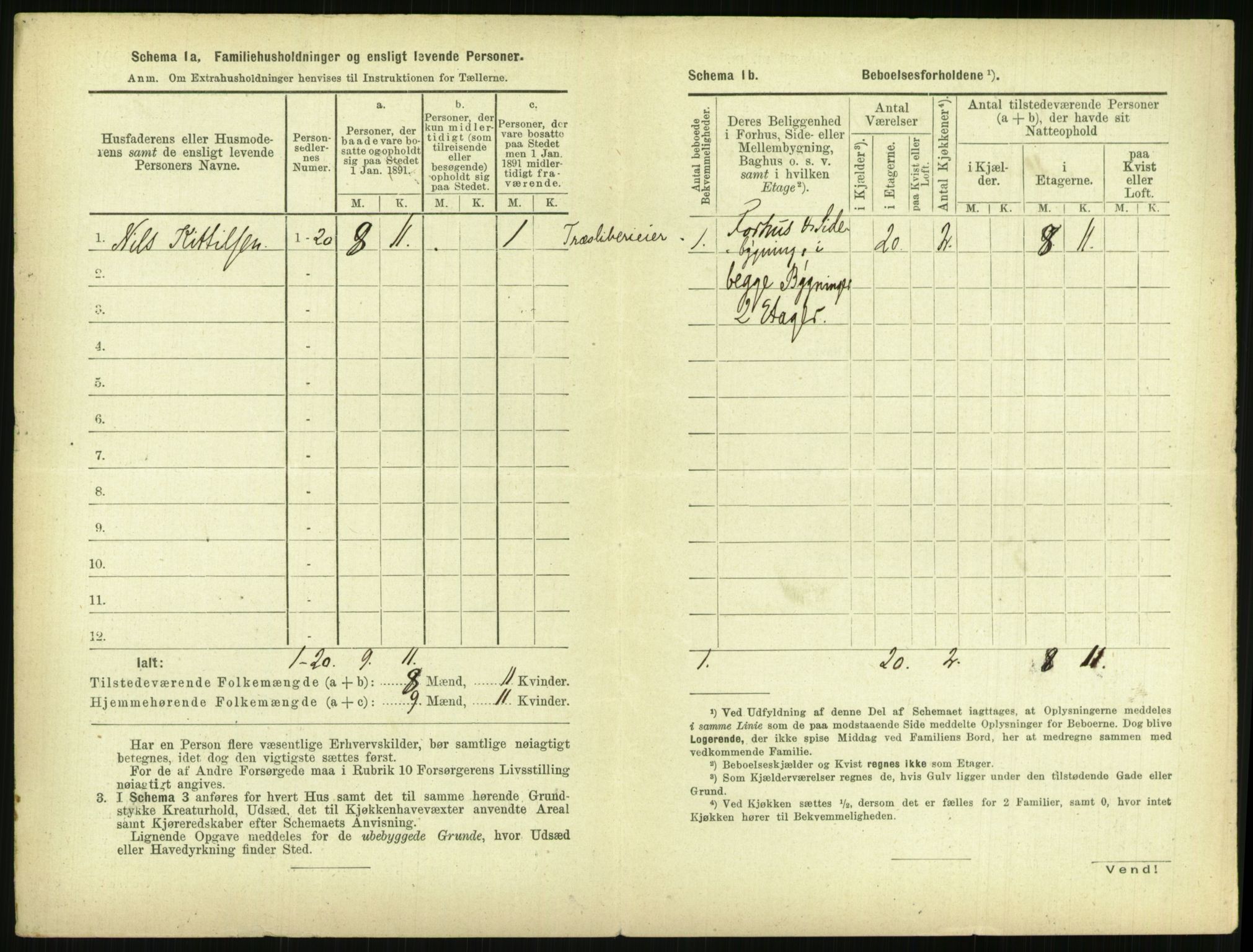 RA, 1891 census for 0806 Skien, 1891, p. 1531