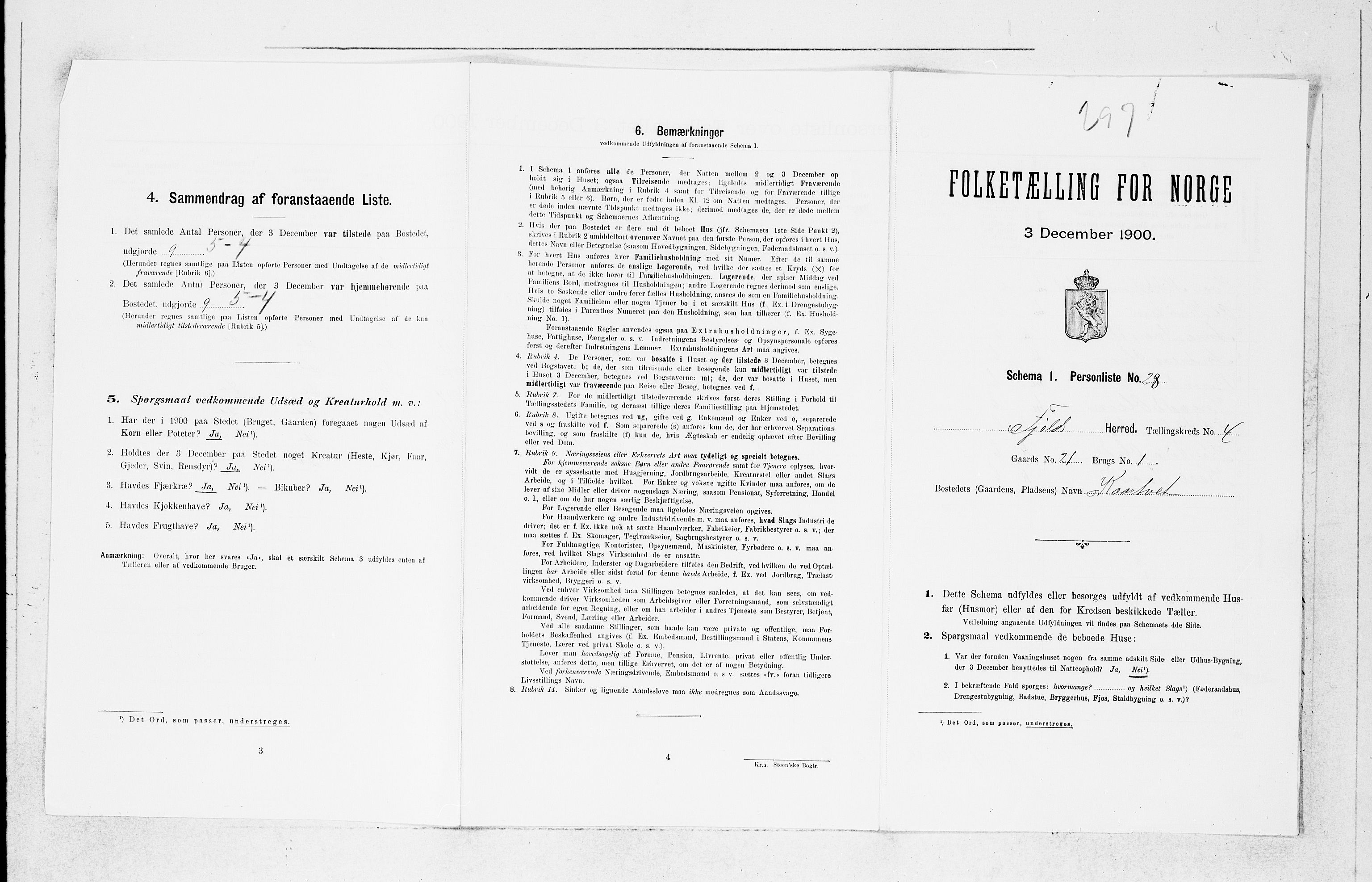 SAB, 1900 census for Fjell, 1900, p. 492