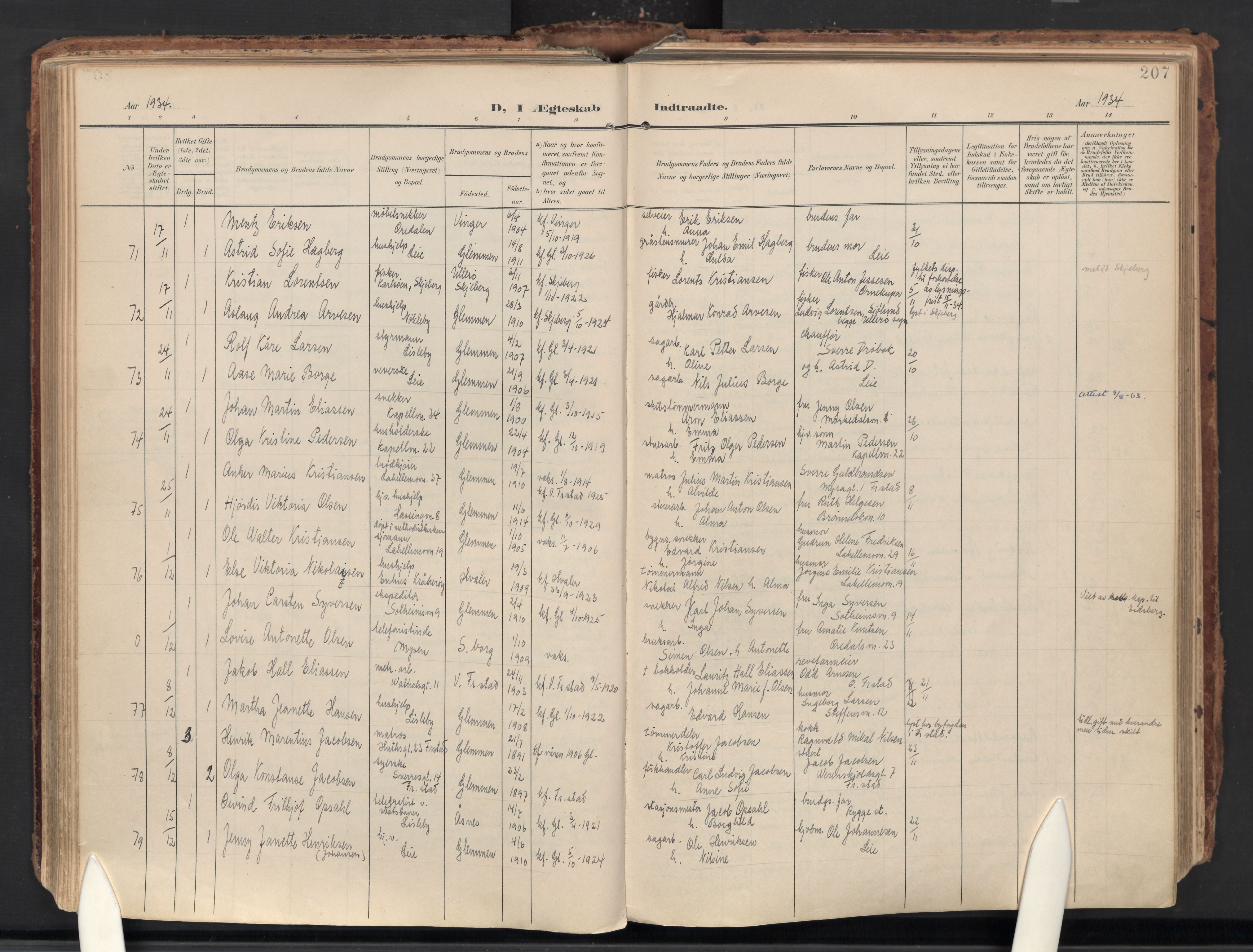 Glemmen prestekontor Kirkebøker, AV/SAO-A-10908/F/Fa/L0016: Parish register (official) no. 16, 1903-1937, p. 207