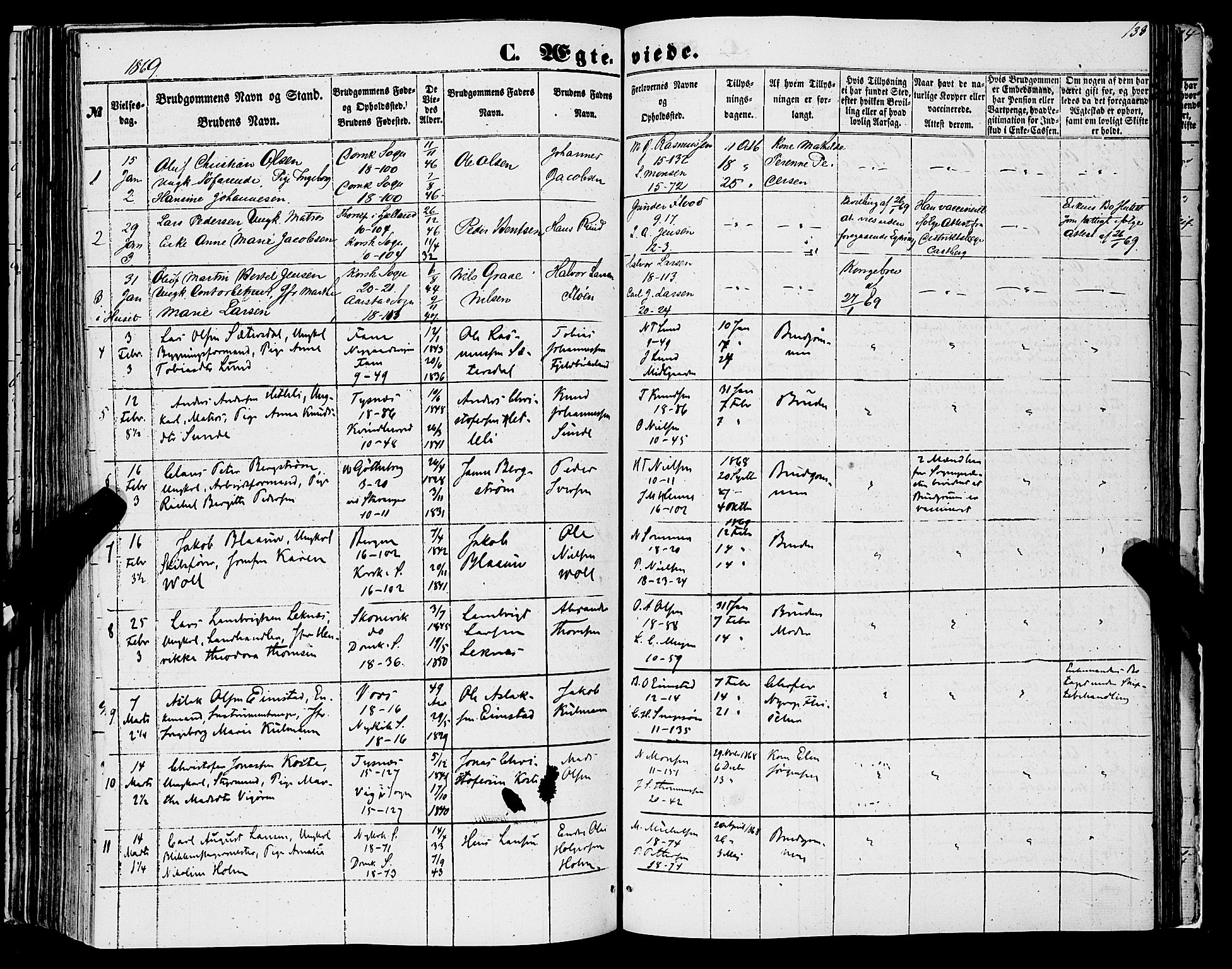 Domkirken sokneprestembete, AV/SAB-A-74801/H/Haa/L0034: Parish register (official) no. D 2, 1853-1874, p. 138