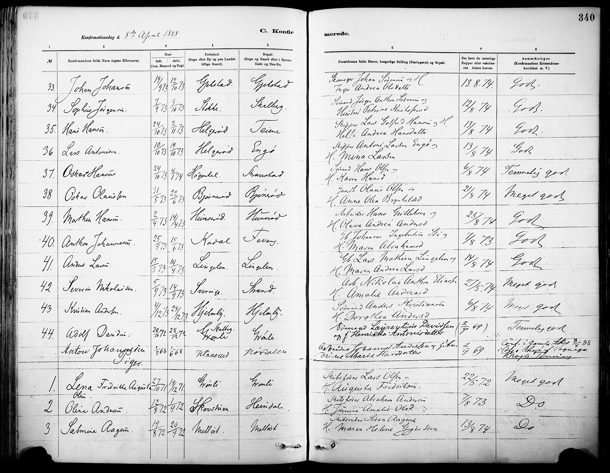 Sandar kirkebøker, AV/SAKO-A-243/F/Fa/L0012: Parish register (official) no. 12, 1883-1895, p. 340