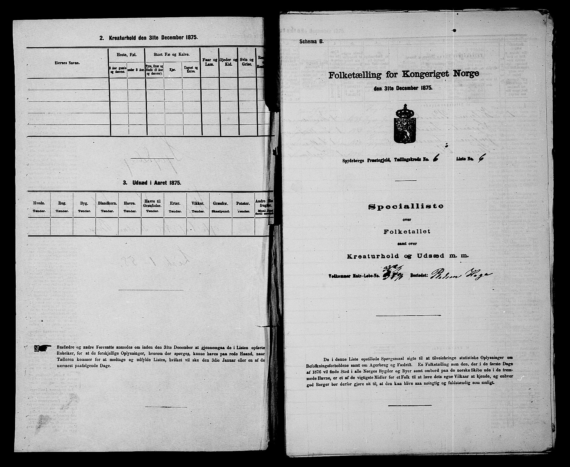 RA, 1875 census for 0123P Spydeberg, 1875, p. 866