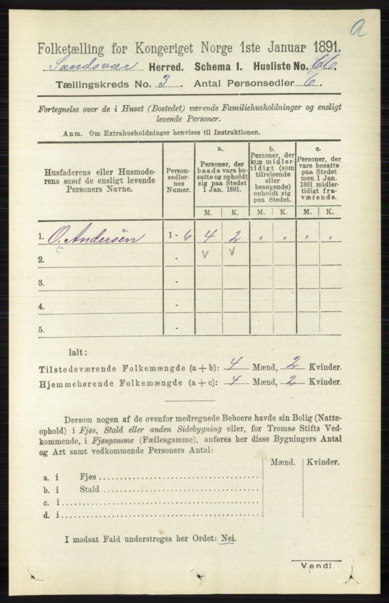 RA, 1891 census for 0629 Sandsvær, 1891, p. 1267