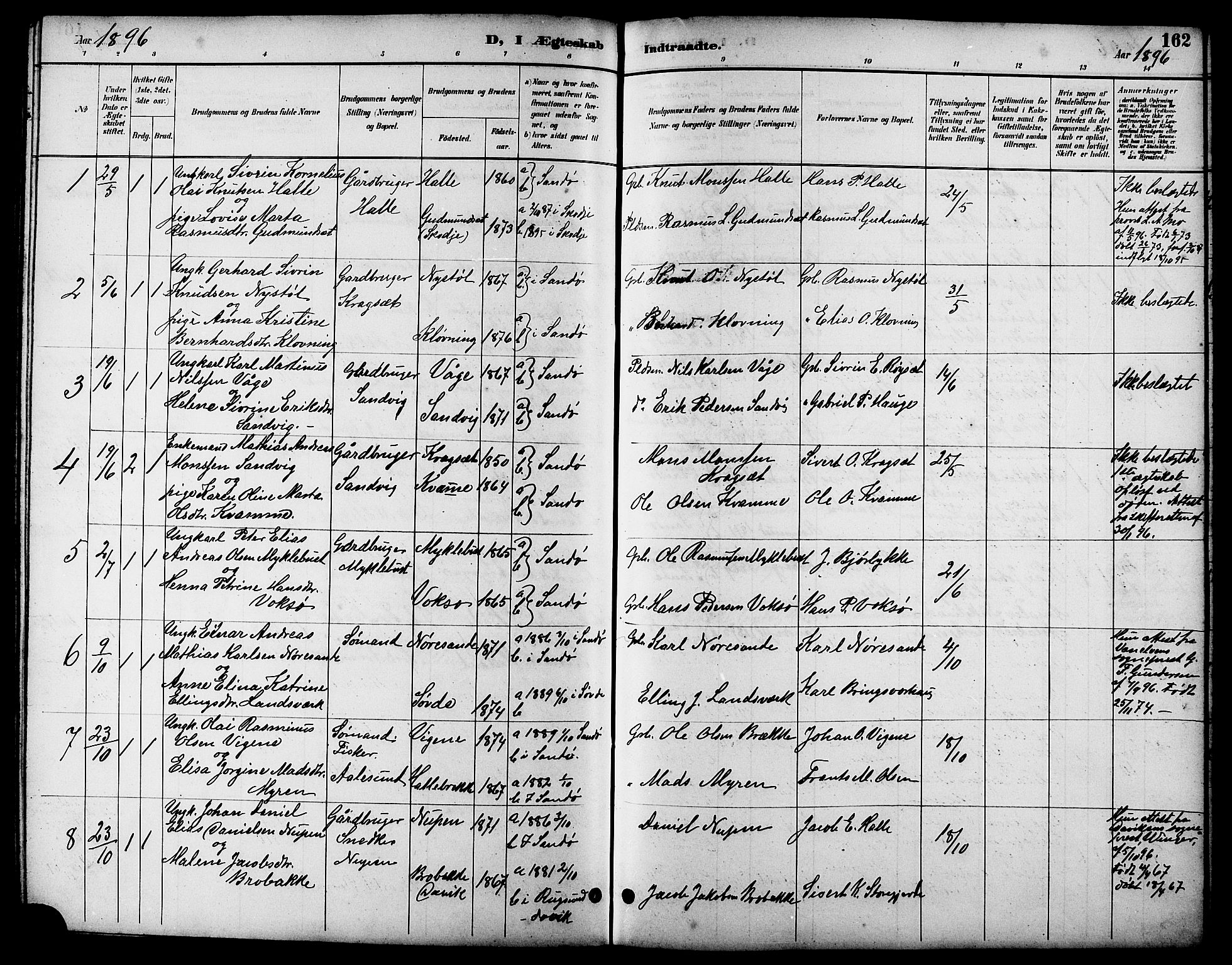 Ministerialprotokoller, klokkerbøker og fødselsregistre - Møre og Romsdal, AV/SAT-A-1454/503/L0049: Parish register (copy) no. 503C04, 1894-1915, p. 162