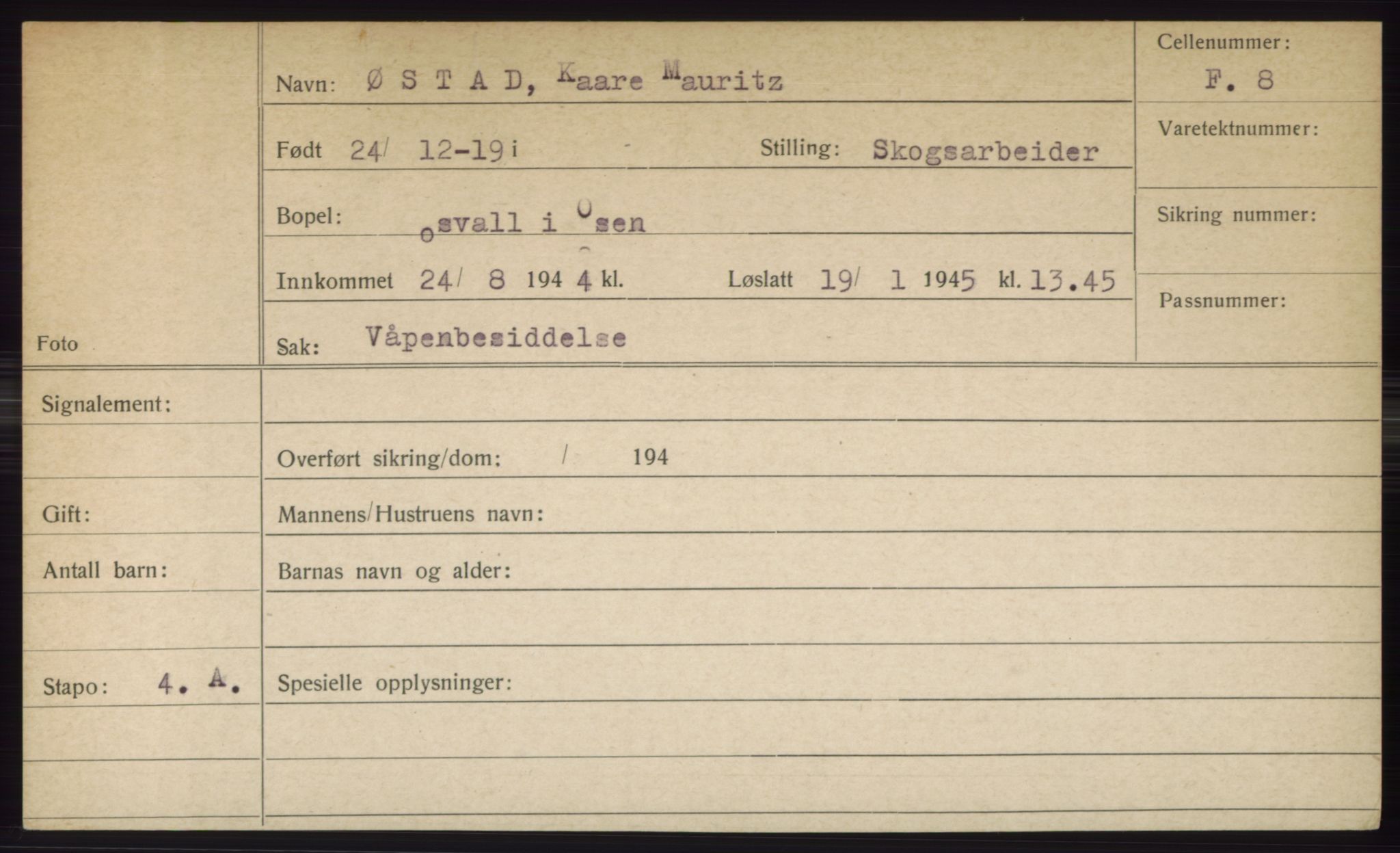 Statspolitiet - Hovedkontoret / Osloavdelingen, AV/RA-S-1329/C/Ck/Cke/L0005: Fangeregister; etternavn S - Å, 1941-1945, p. 703