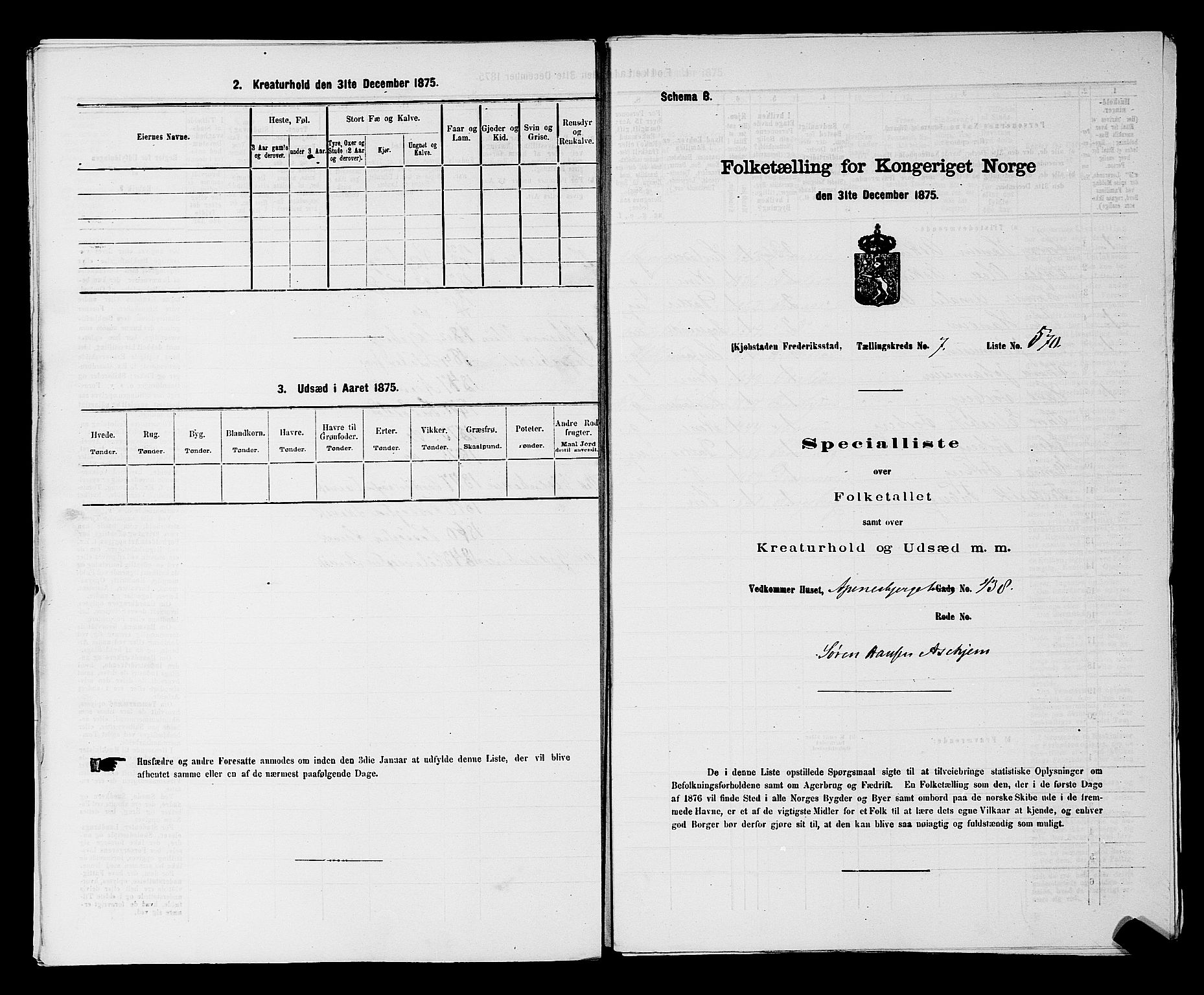 RA, 1875 census for 0103B Fredrikstad/Fredrikstad, 1875, p. 1303