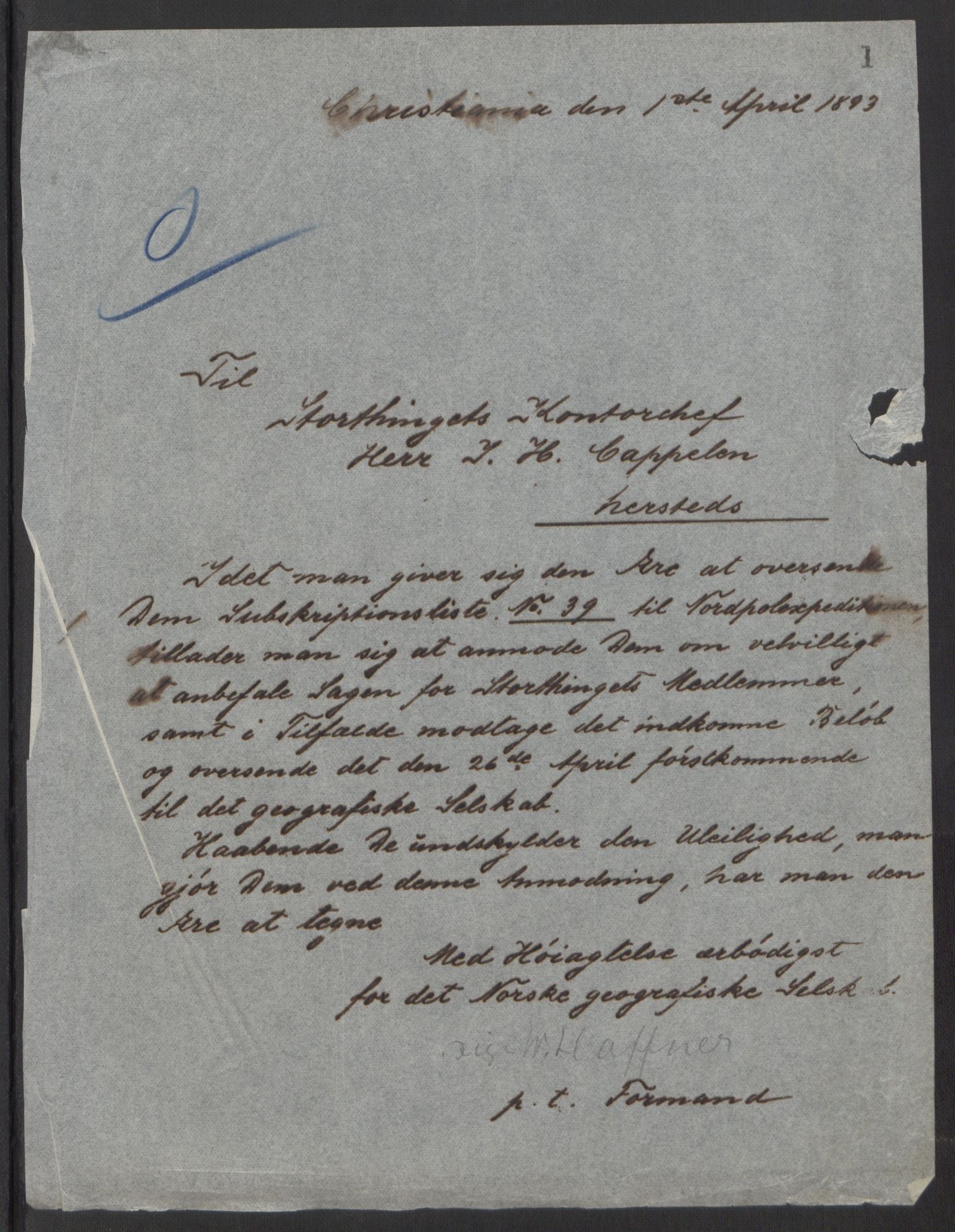 Arbeidskomitéen for Fridtjof Nansens polarekspedisjon, AV/RA-PA-0061/D/L0001/0001: Pengeinnsamlingen / Kopibok, 1893-1895, p. 3