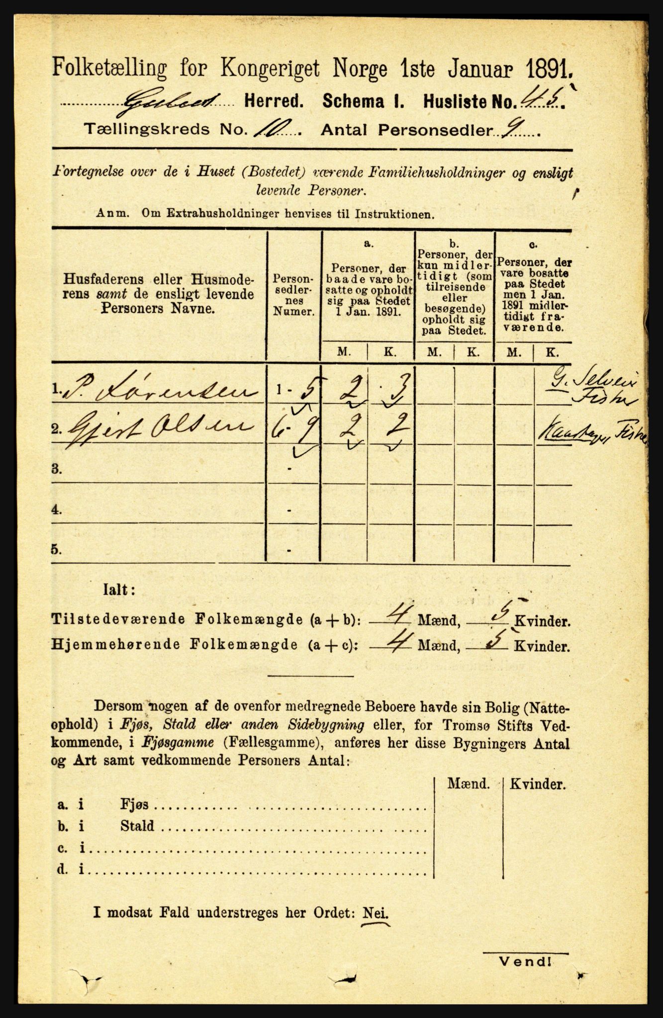 RA, 1891 census for 1411 Gulen, 1891, p. 3302