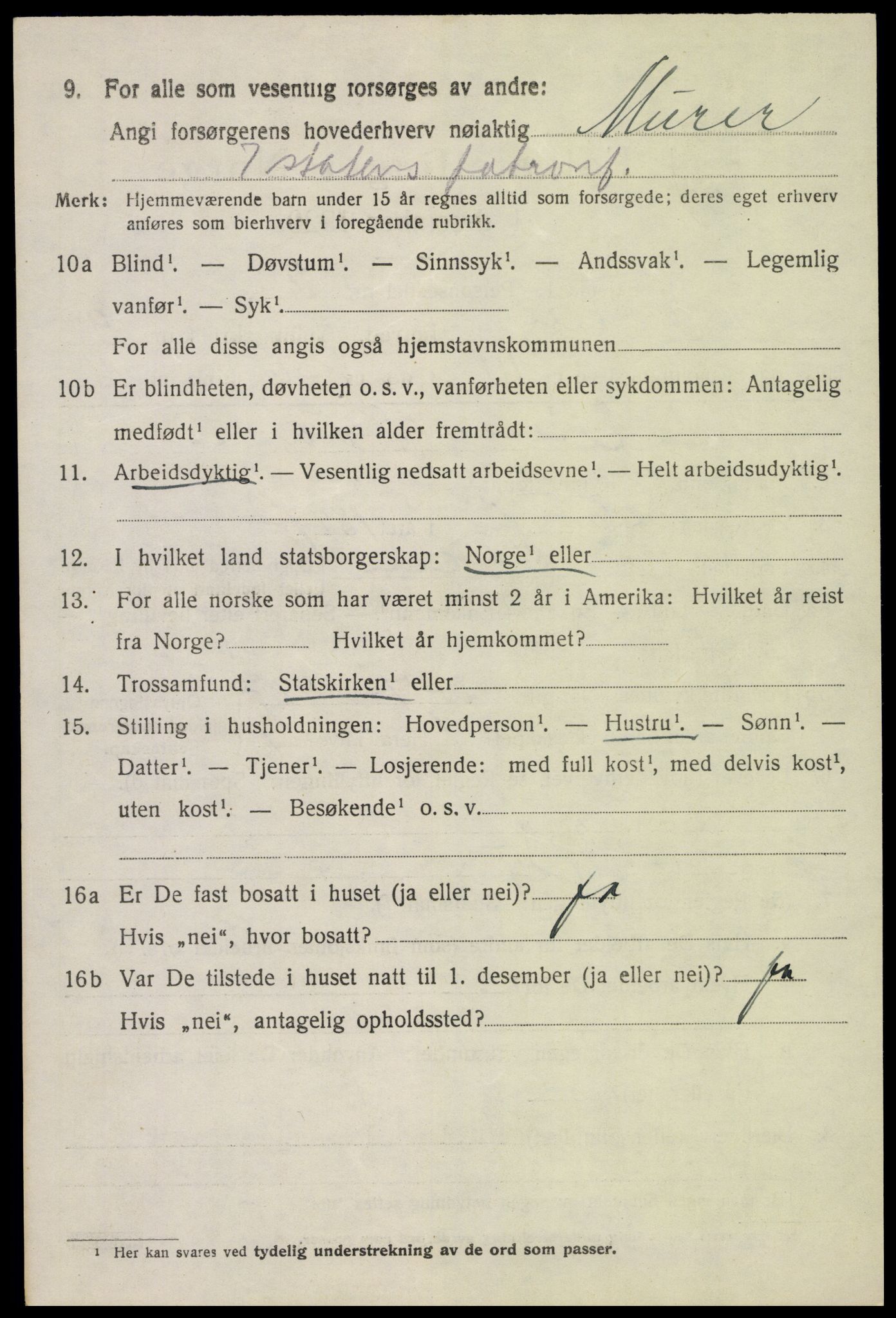 SAH, 1920 census for Vestre Toten, 1920, p. 12999