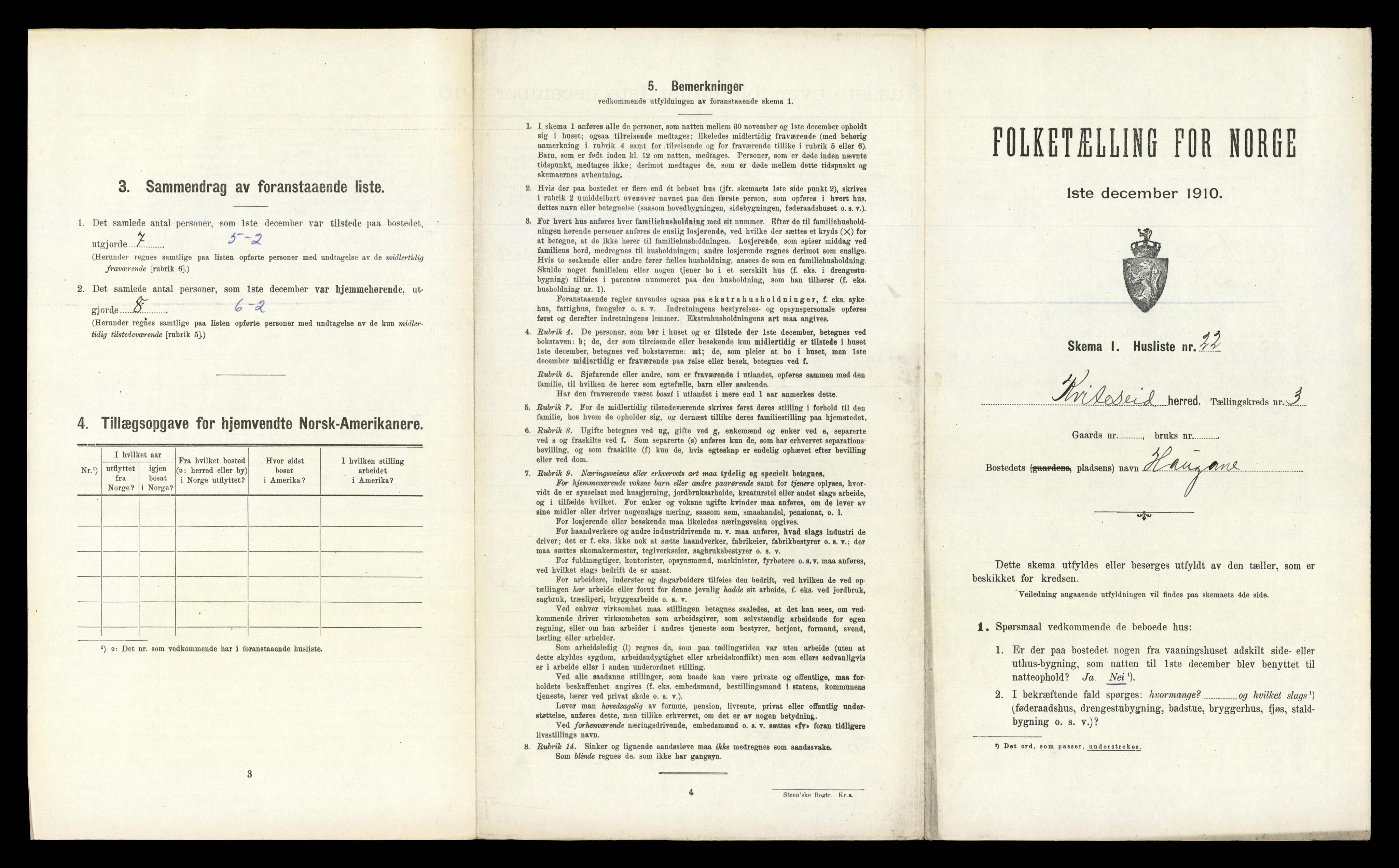 RA, 1910 census for Kviteseid, 1910, p. 334