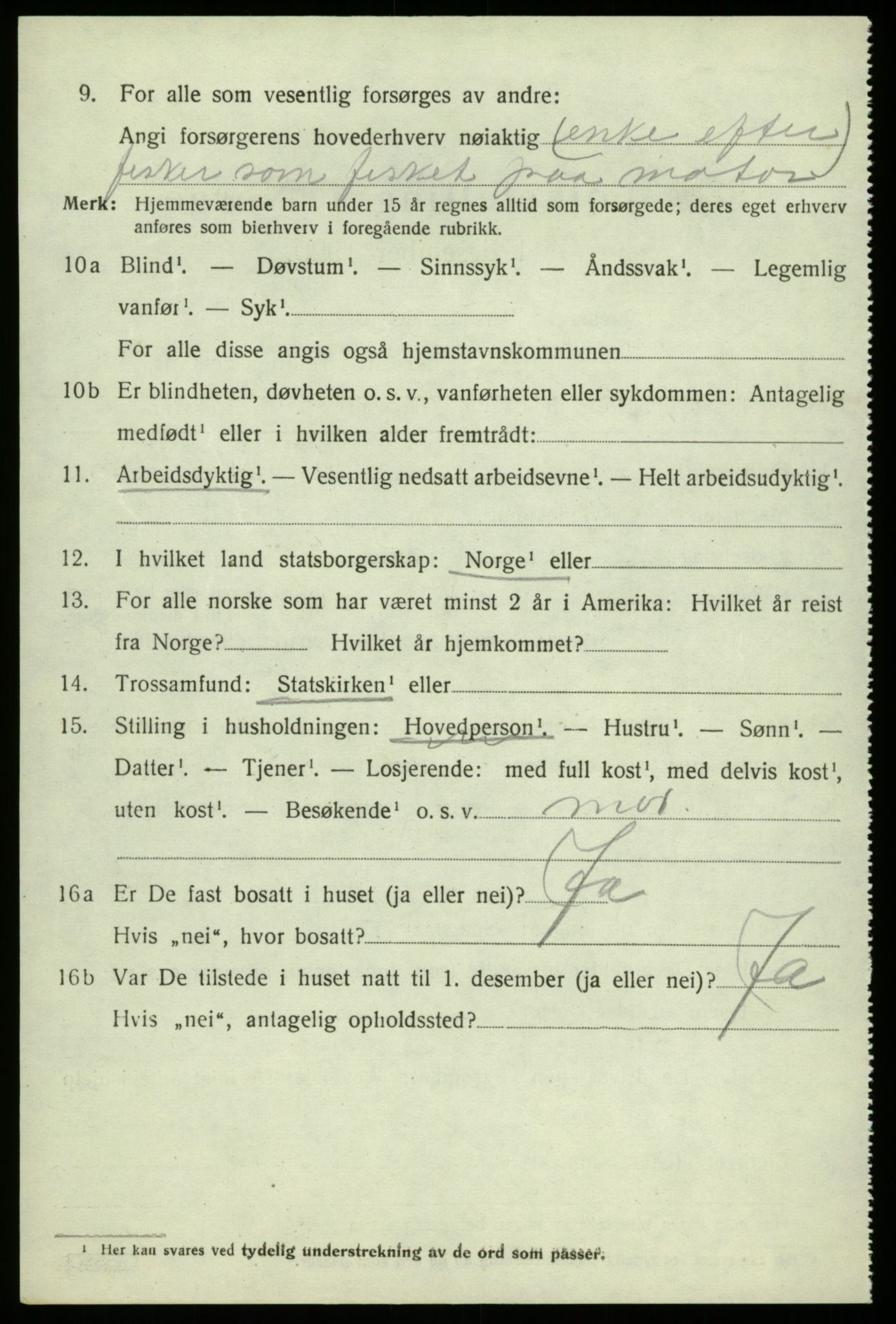 SAB, 1920 census for Fjell, 1920, p. 6205