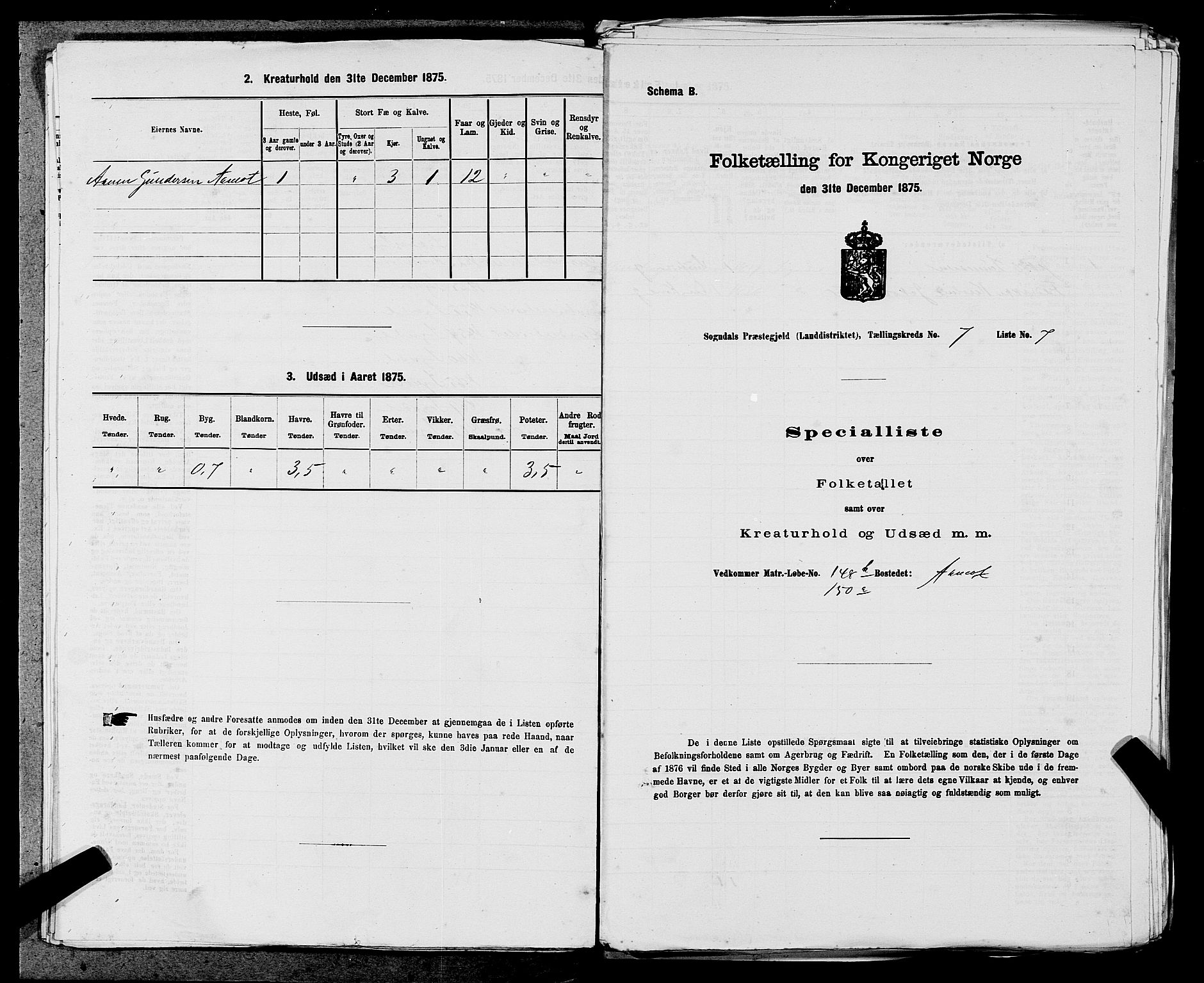 SAST, 1875 census for 1111L Sokndal/Sokndal, 1875, p. 576