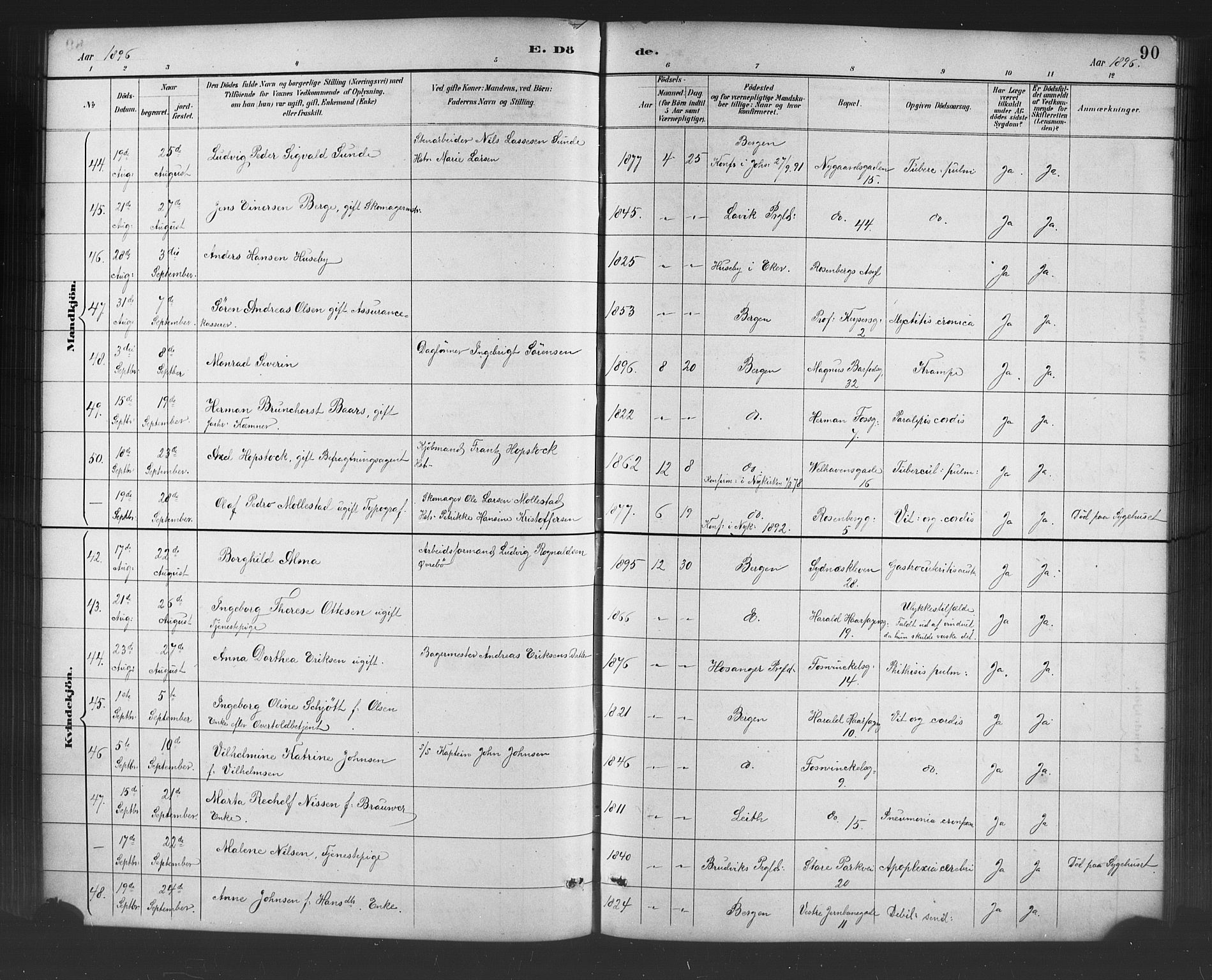 Johanneskirken sokneprestembete, AV/SAB-A-76001/H/Hab: Parish register (copy) no. D 1, 1885-1915, p. 90