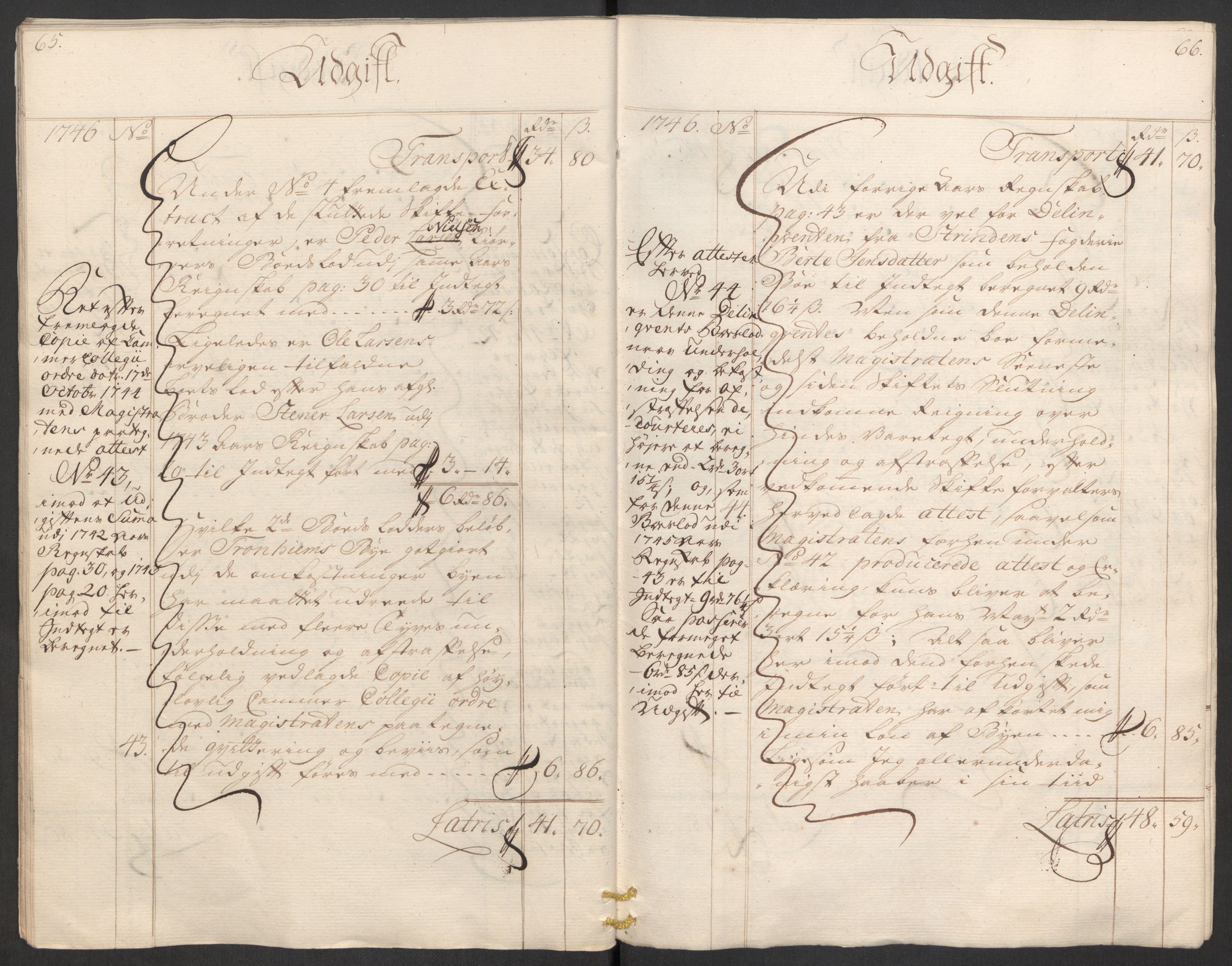 Rentekammeret inntil 1814, Reviderte regnskaper, Byregnskaper, AV/RA-EA-4066/R/Rs/L0541: [S22] Sikt og sakefall, 1743-1746, p. 343