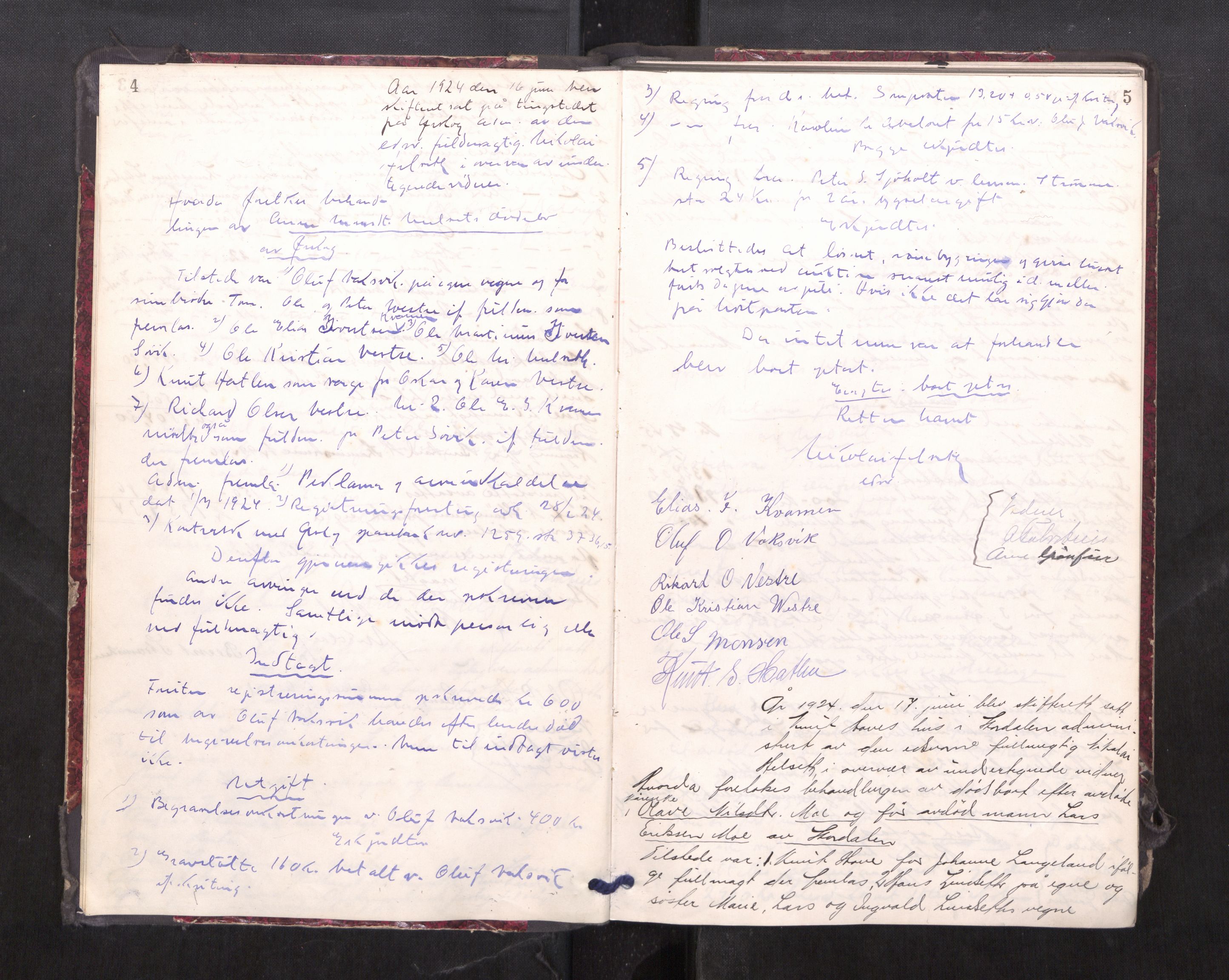 Nordre Sunnmøre sorenskriveri, AV/SAT-A-0006/1/3/3B/L0014: Skiftebehandlingsprotokoll 13, 1924-1933, p. 4-5