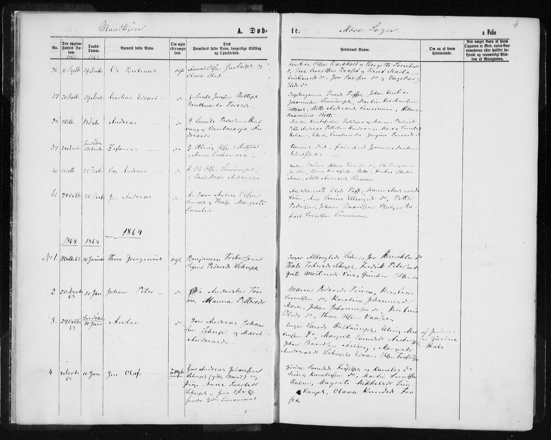 Ministerialprotokoller, klokkerbøker og fødselsregistre - Nord-Trøndelag, SAT/A-1458/735/L0345: Parish register (official) no. 735A08 /1, 1863-1872, p. 4