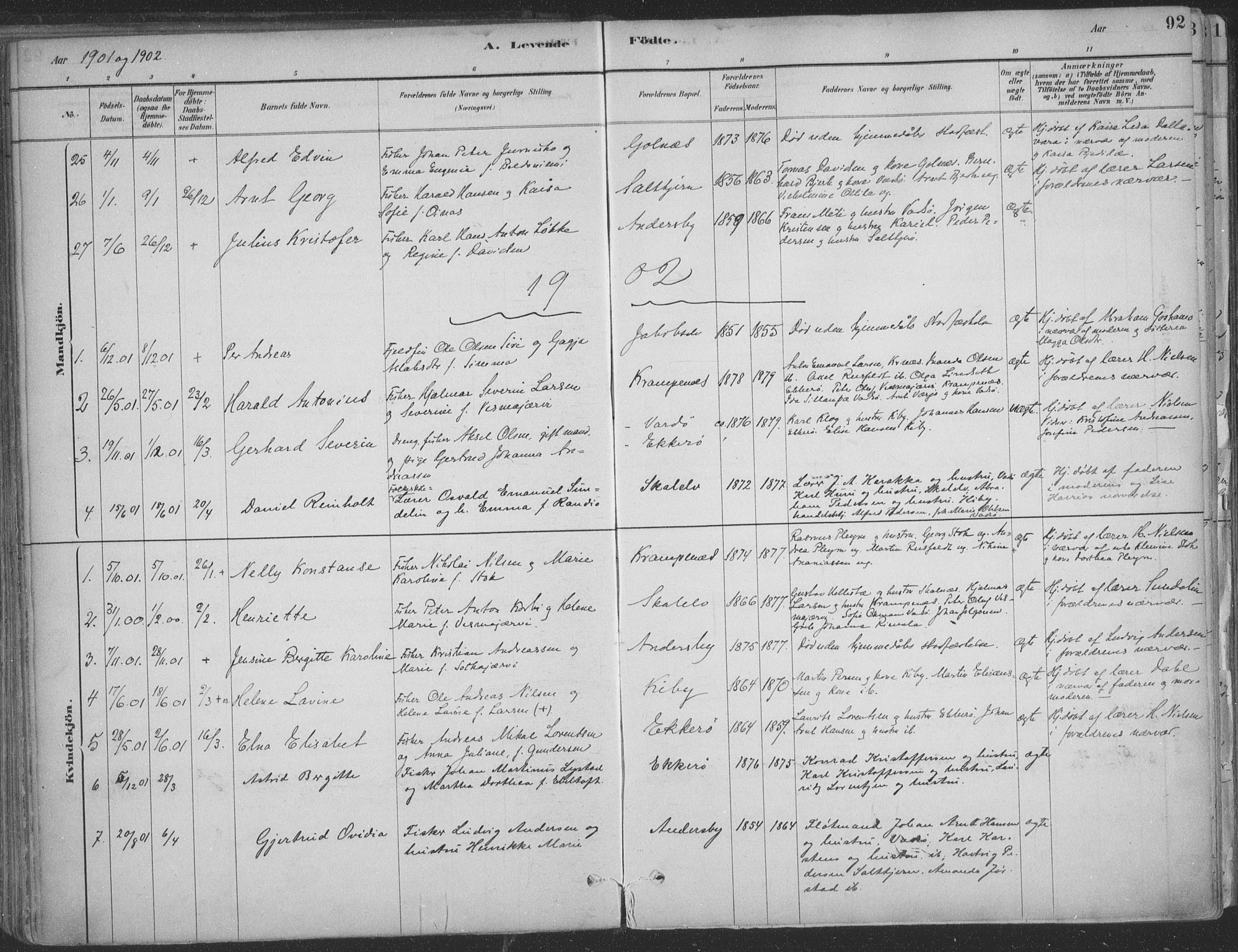 Vadsø sokneprestkontor, SATØ/S-1325/H/Ha/L0009kirke: Parish register (official) no. 9, 1881-1917, p. 92