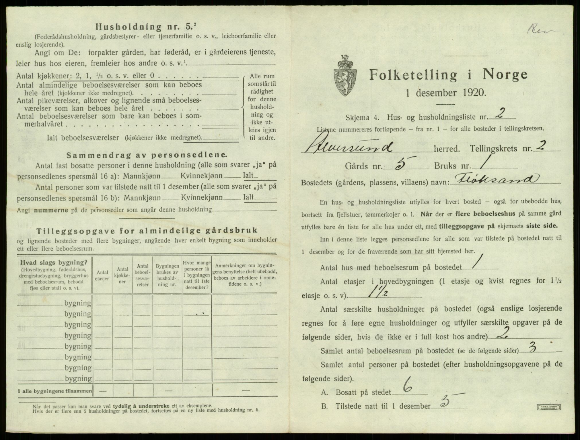 SAB, 1920 census for Alversund, 1920, p. 119