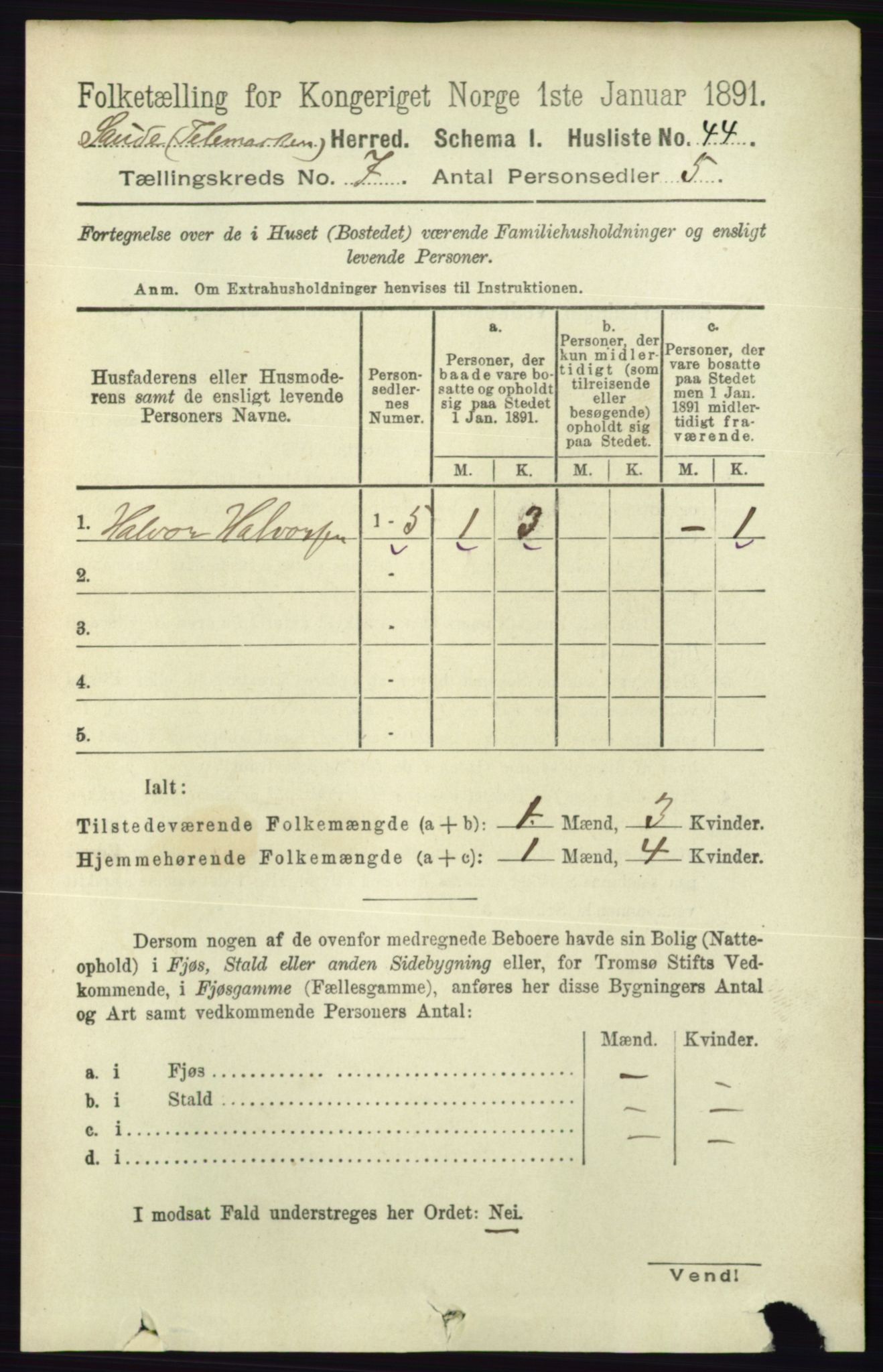 RA, 1891 census for 0822 Sauherad, 1891, p. 2027