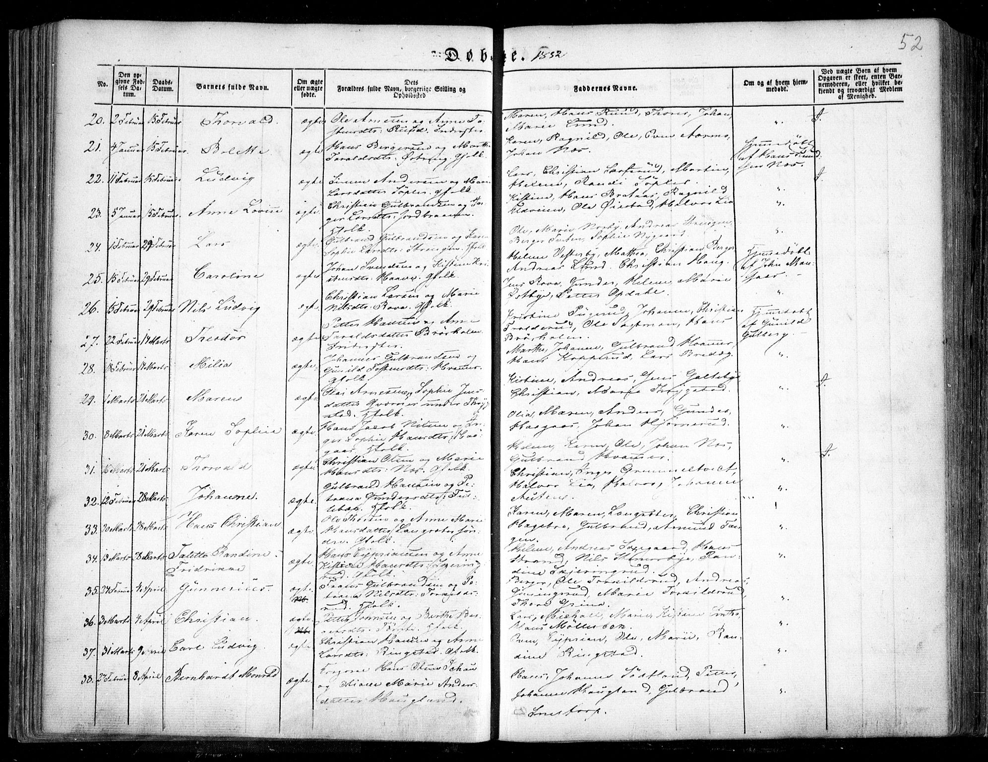 Trøgstad prestekontor Kirkebøker, AV/SAO-A-10925/F/Fa/L0007: Parish register (official) no. I 7, 1845-1854, p. 52