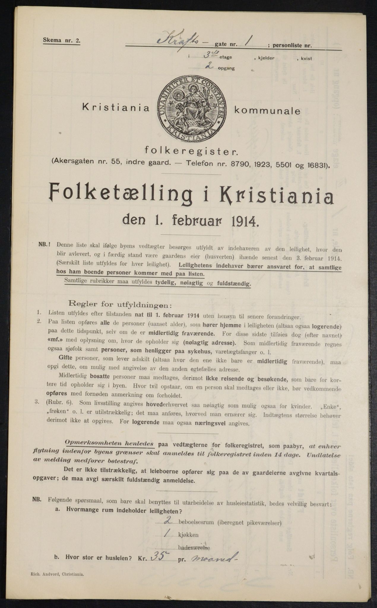 OBA, Municipal Census 1914 for Kristiania, 1914, p. 53833