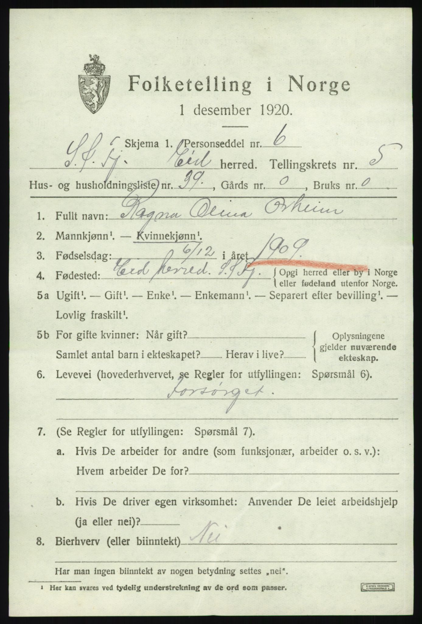 SAB, 1920 census for Eid, 1920, p. 2928