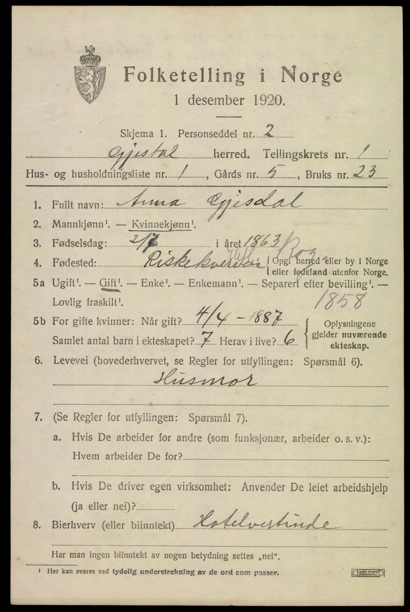 SAST, 1920 census for Gjesdal, 1920, p. 690