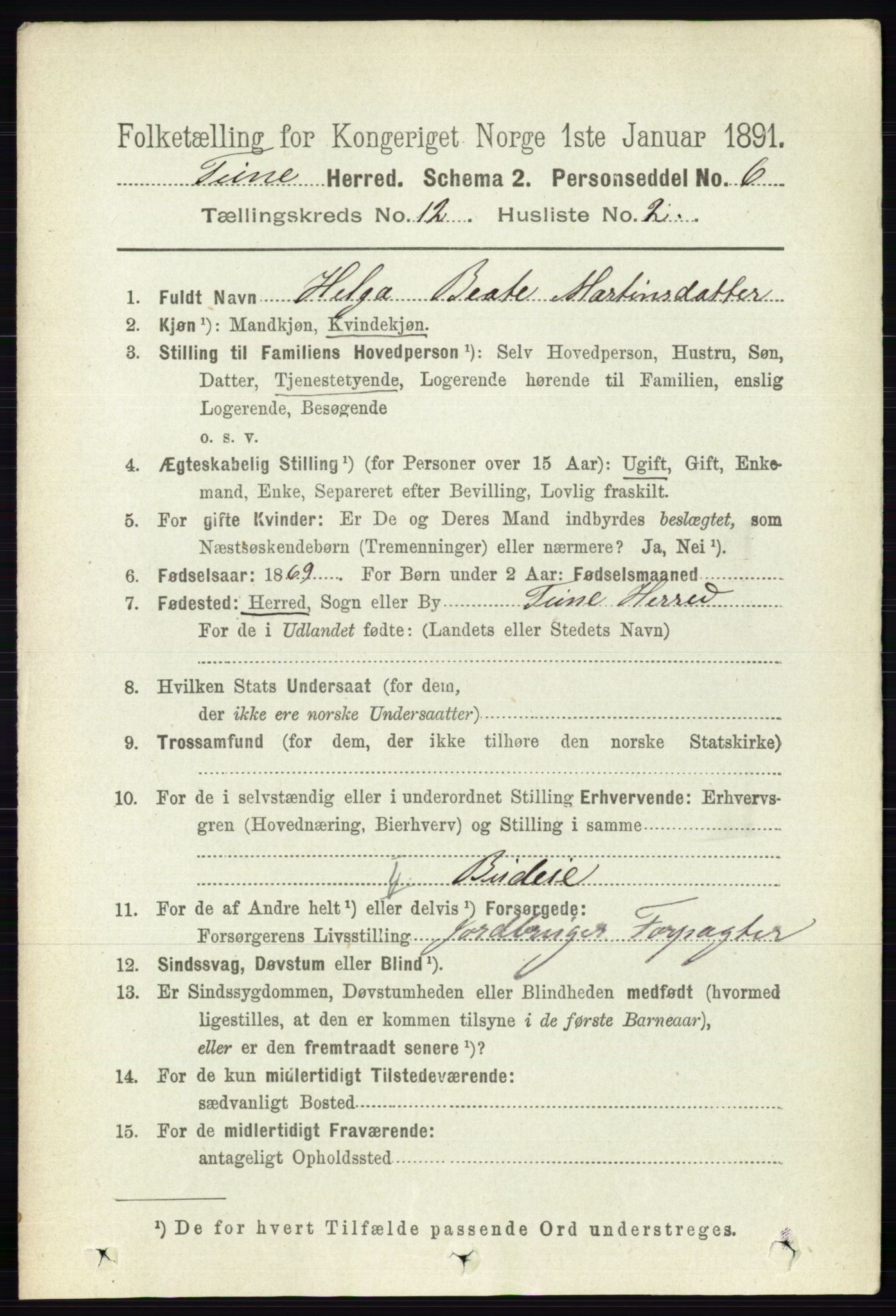 RA, 1891 census for 0130 Tune, 1891, p. 7229