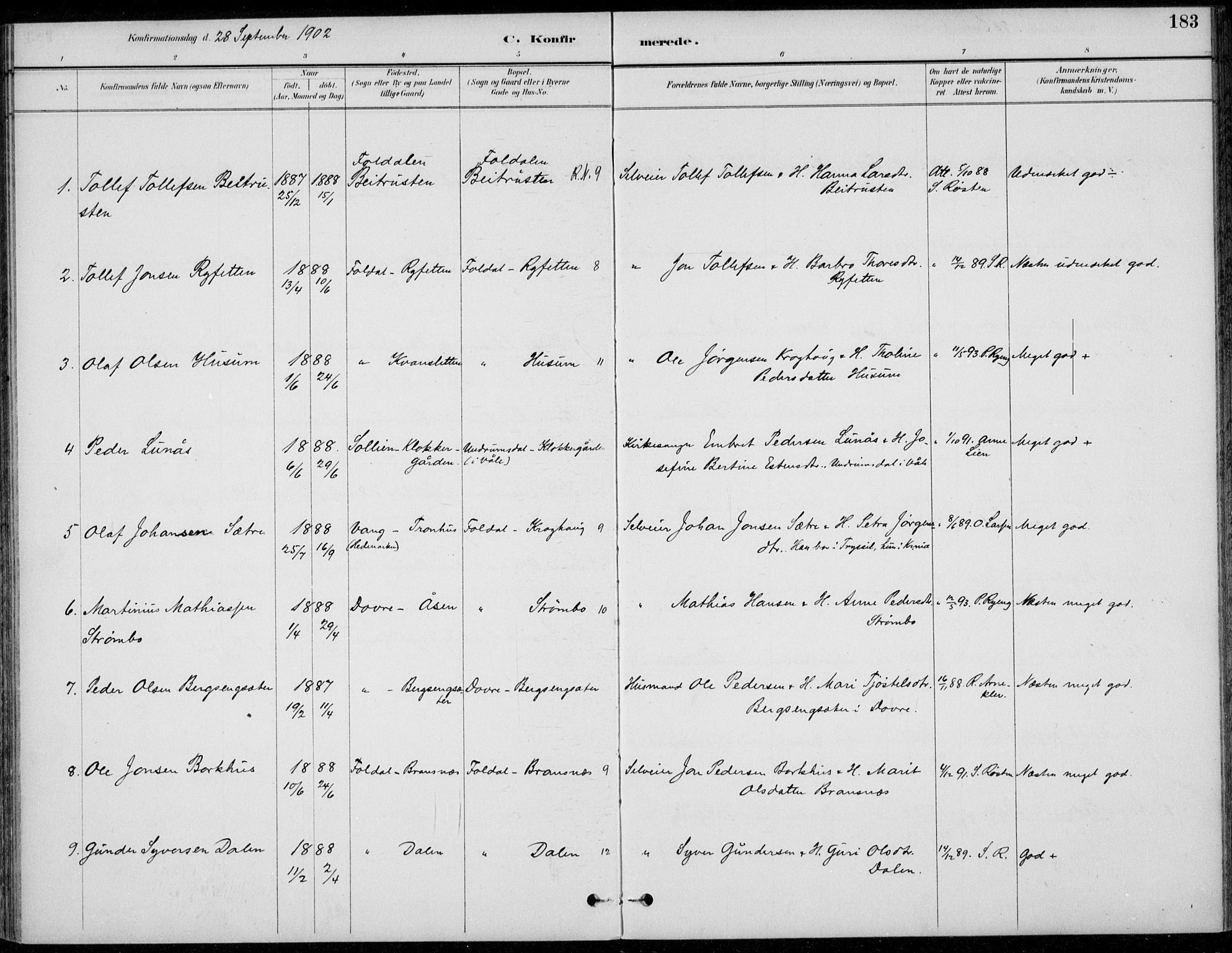 Alvdal prestekontor, AV/SAH-PREST-060/H/Ha/Haa/L0003: Parish register (official) no. 3, 1886-1912, p. 183