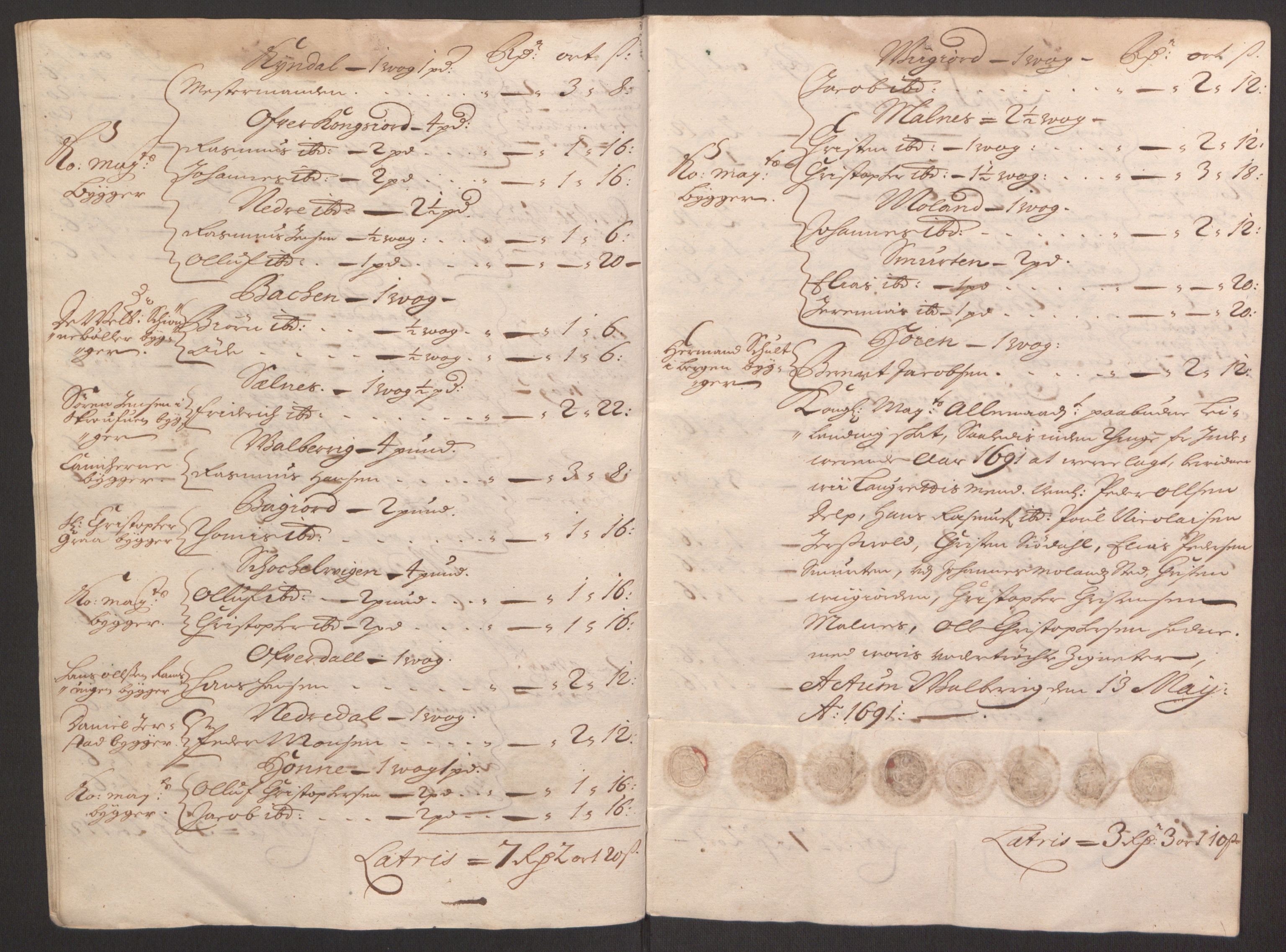 Rentekammeret inntil 1814, Reviderte regnskaper, Fogderegnskap, AV/RA-EA-4092/R67/L4675: Fogderegnskap Vesterålen, Andenes og Lofoten, 1691-1693, p. 13