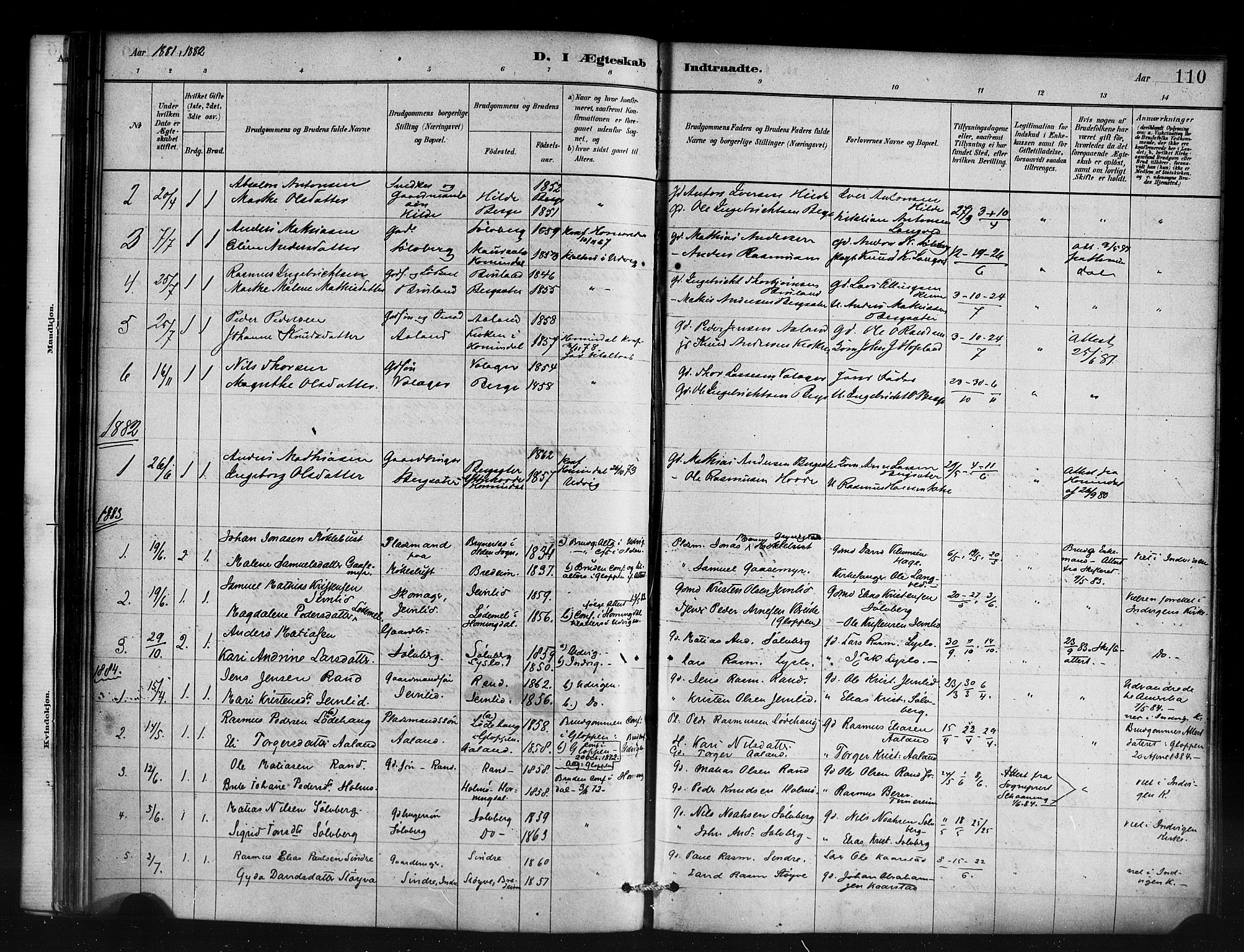 Innvik sokneprestembete, SAB/A-80501: Parish register (official) no. D 1, 1879-1900, p. 110