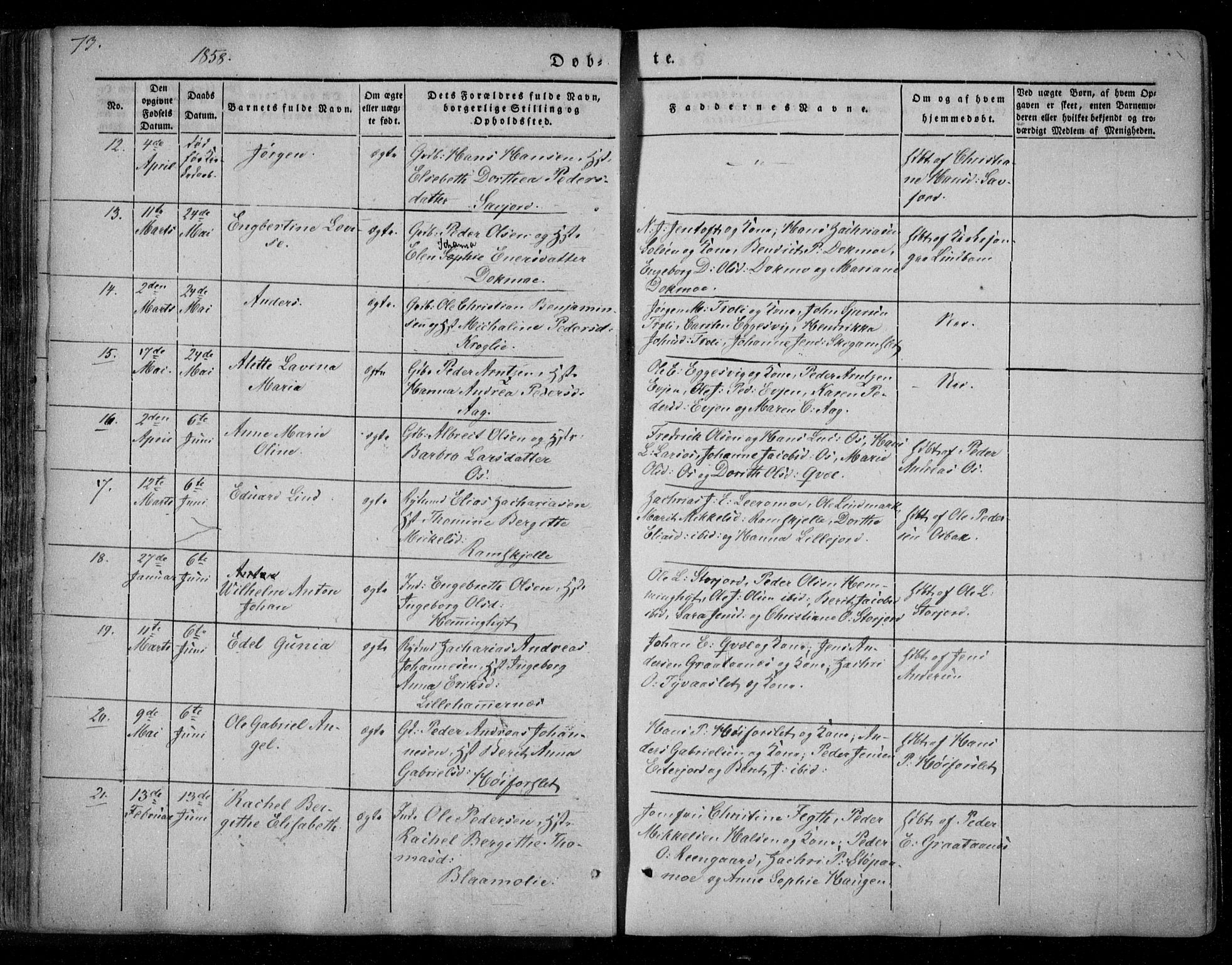 Ministerialprotokoller, klokkerbøker og fødselsregistre - Nordland, AV/SAT-A-1459/846/L0644: Parish register (official) no. 846A02, 1837-1872, p. 73