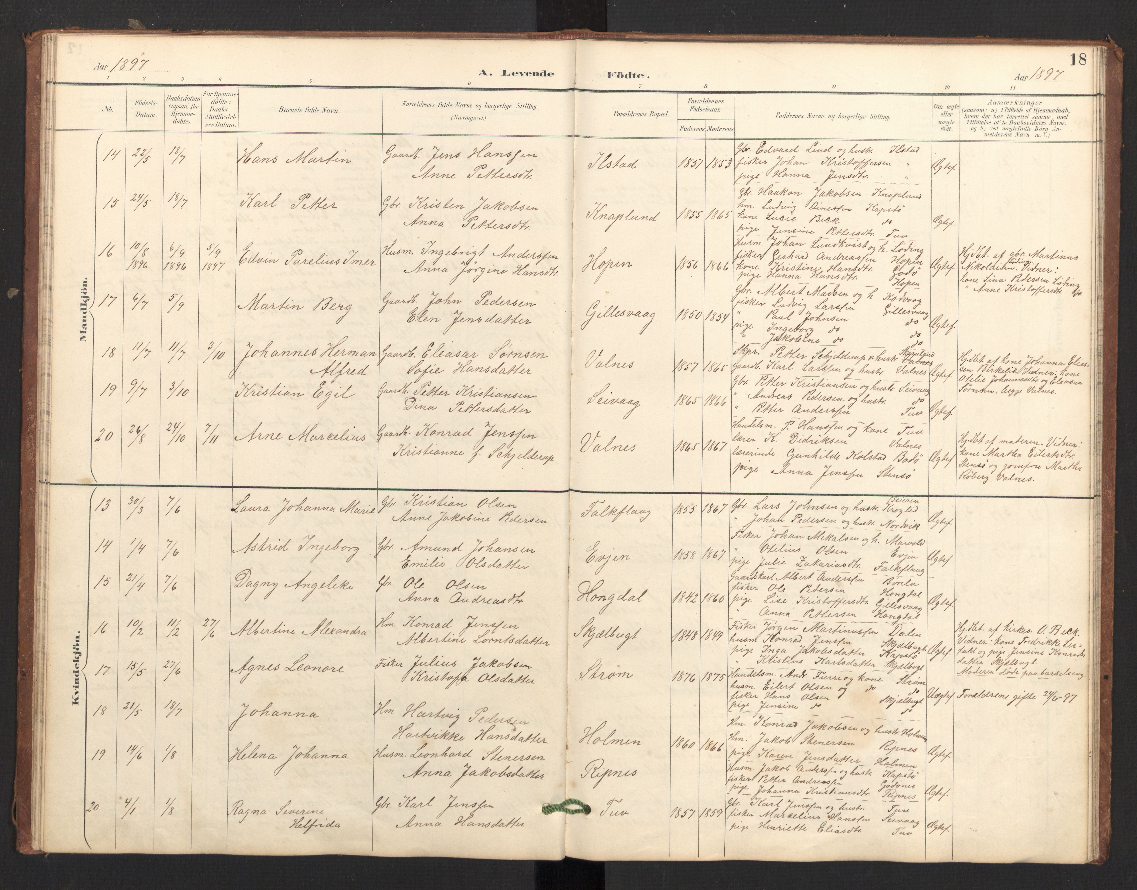 Ministerialprotokoller, klokkerbøker og fødselsregistre - Nordland, AV/SAT-A-1459/804/L0087: Parish register (official) no. 804A08, 1894-1907, p. 18