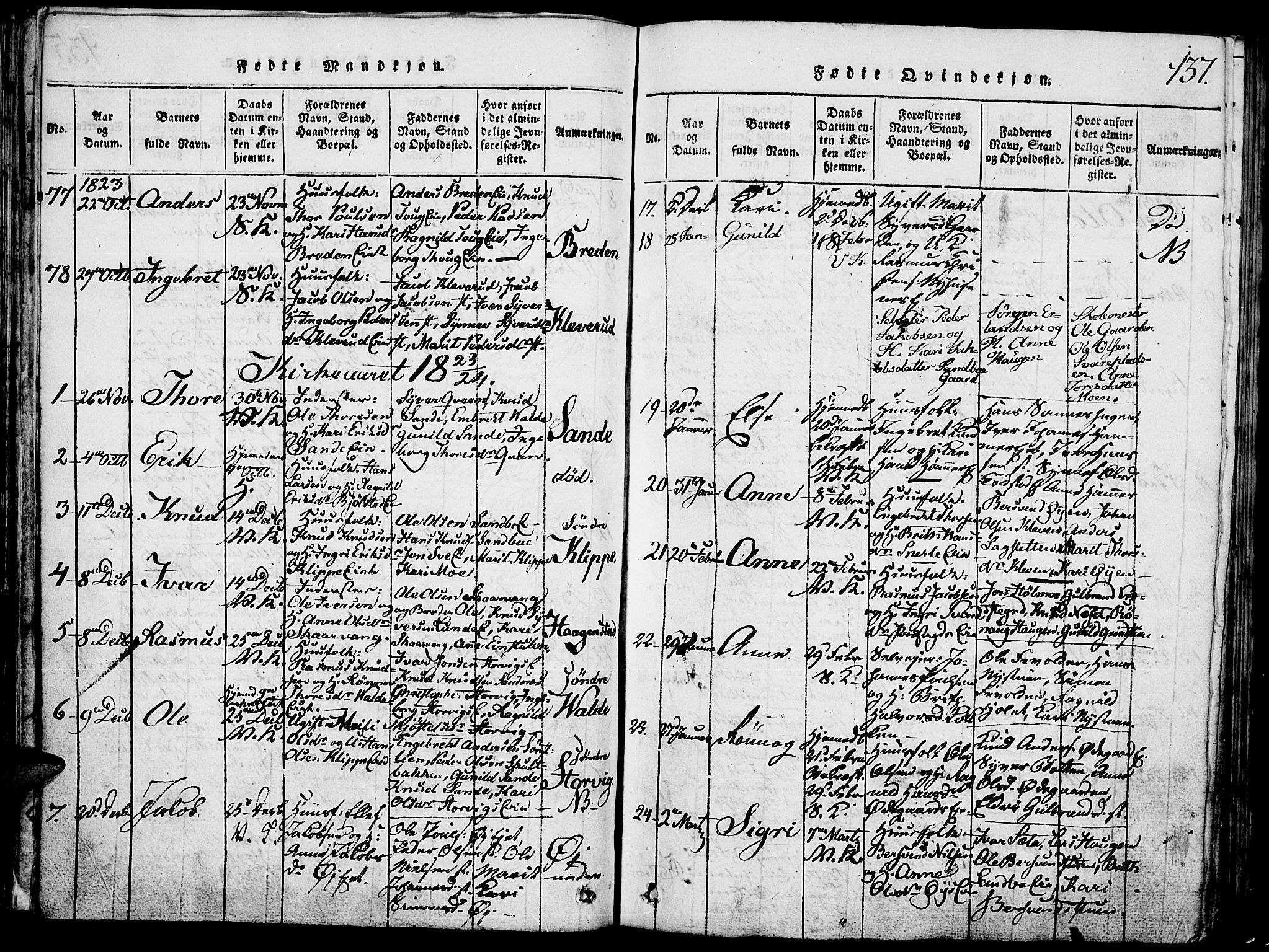 Vågå prestekontor, SAH/PREST-076/H/Ha/Hab/L0001: Parish register (copy) no. 1, 1815-1827, p. 136-137