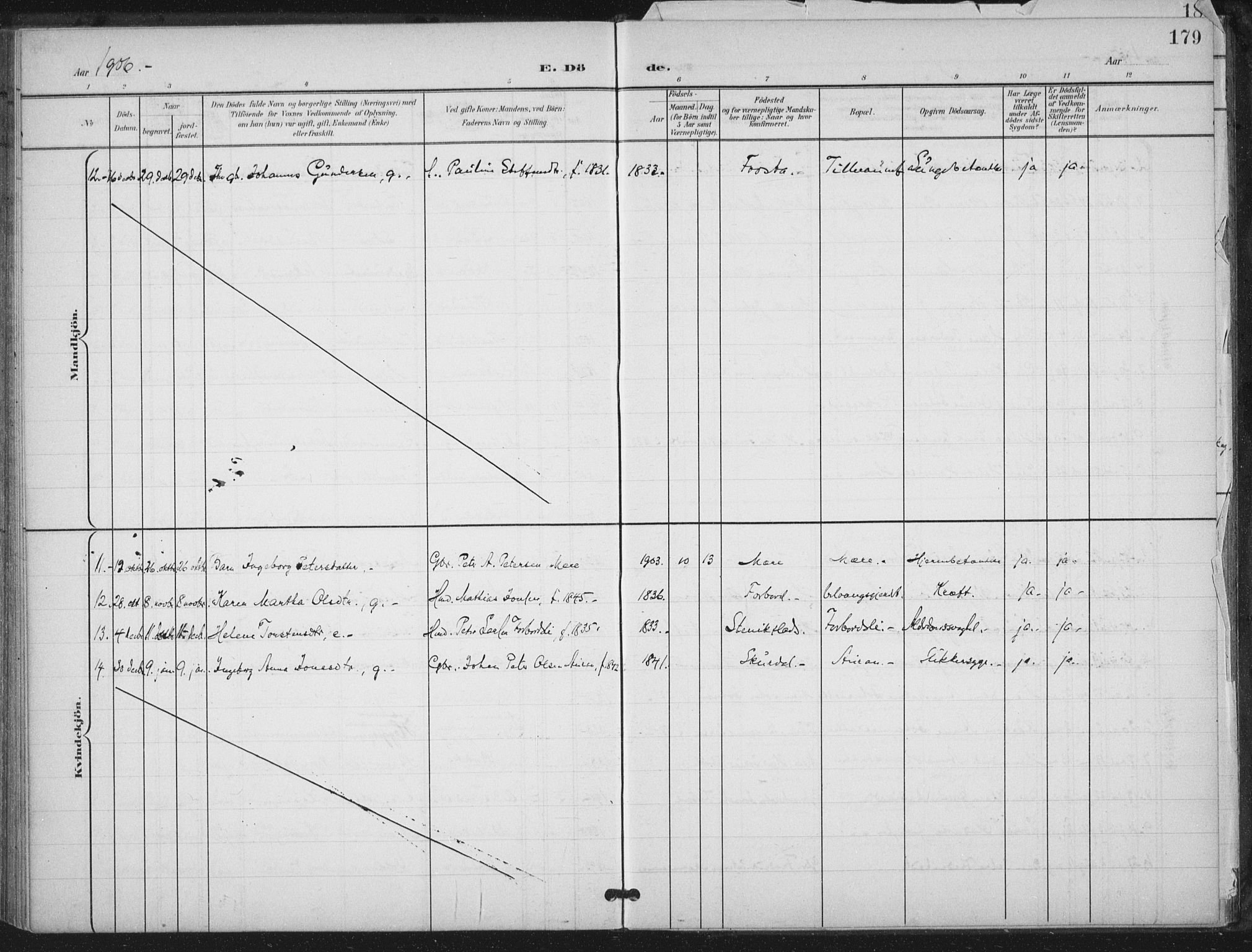 Ministerialprotokoller, klokkerbøker og fødselsregistre - Nord-Trøndelag, AV/SAT-A-1458/712/L0101: Parish register (official) no. 712A02, 1901-1916, p. 179