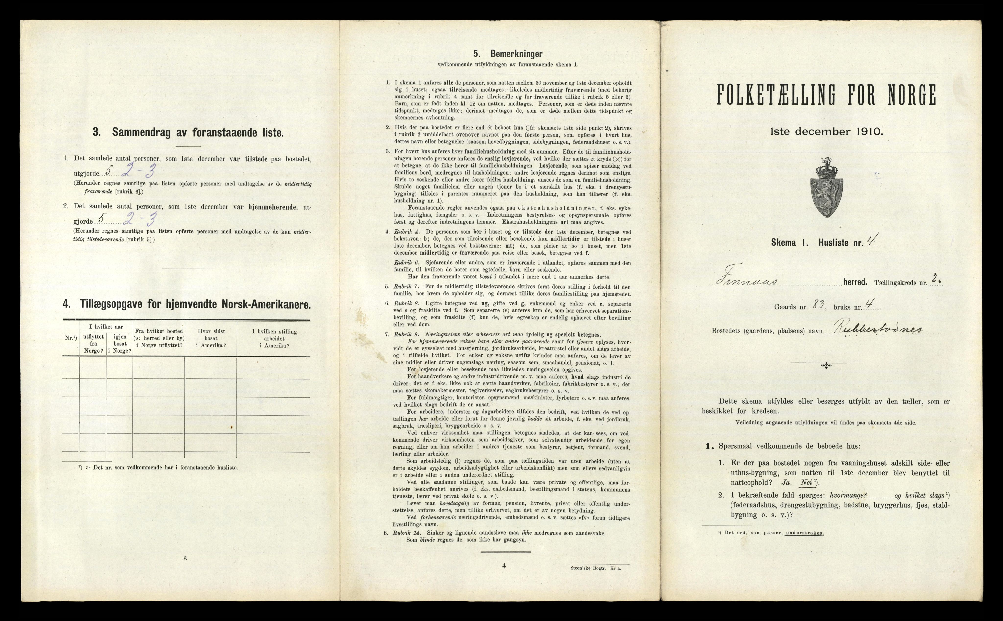 RA, 1910 census for Finnås, 1910, p. 154
