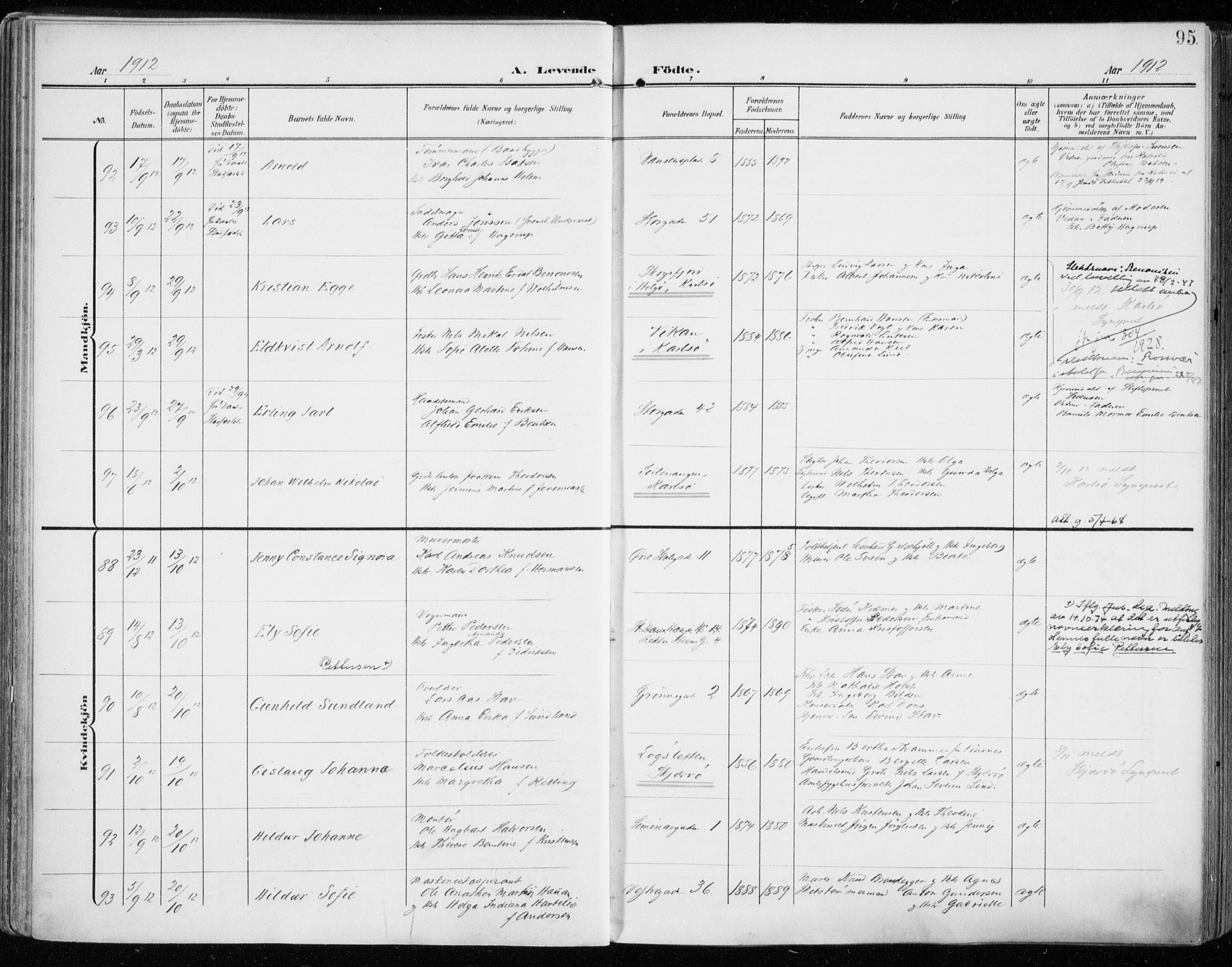 Tromsø sokneprestkontor/stiftsprosti/domprosti, SATØ/S-1343/G/Ga/L0017kirke: Parish register (official) no. 17, 1907-1917, p. 95