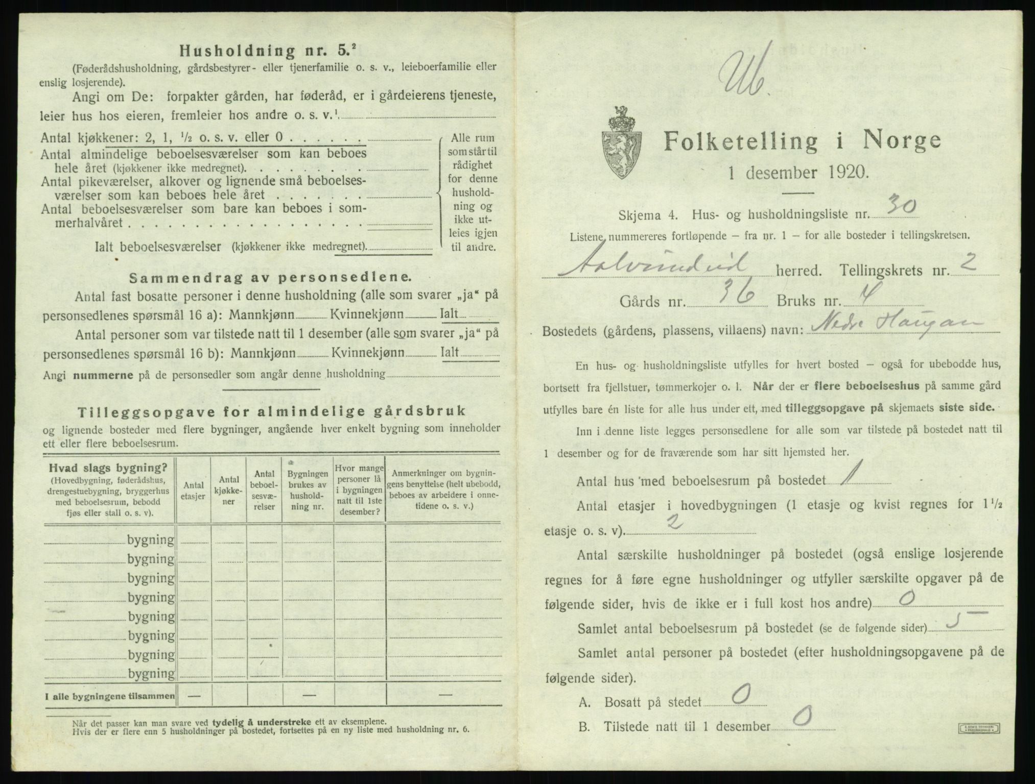 SAT, 1920 census for Ålvundeid, 1920, p. 152