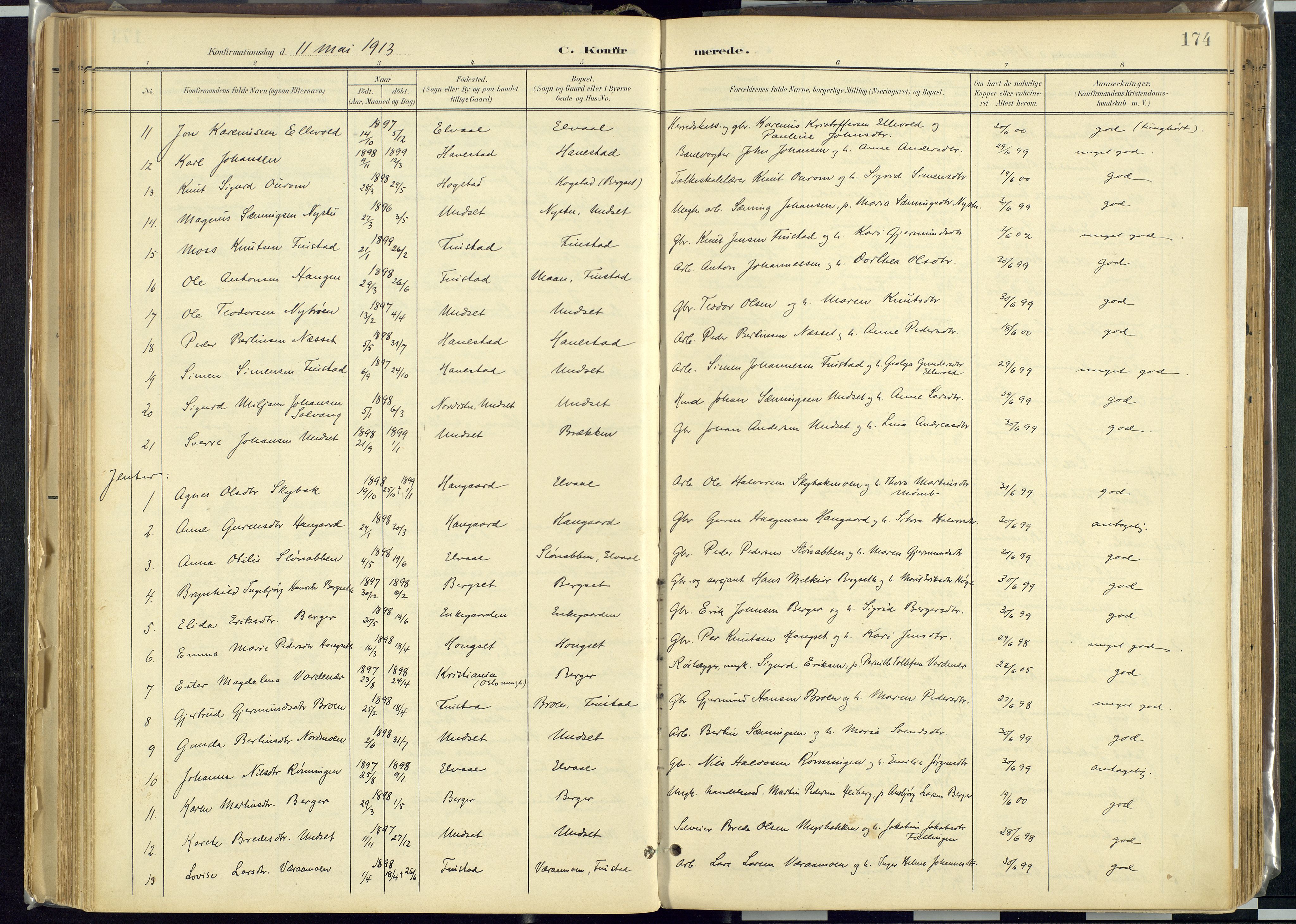 Rendalen prestekontor, SAH/PREST-054/H/Ha/Haa/L0012: Parish register (official) no. 12, 1901-1928, p. 174