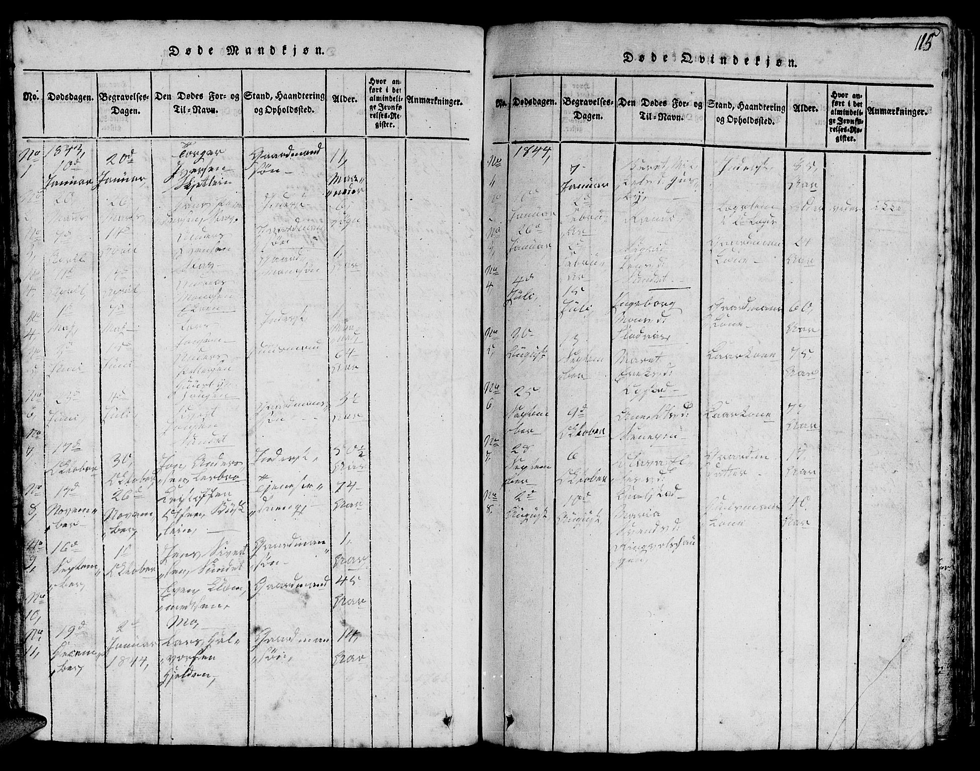 Ministerialprotokoller, klokkerbøker og fødselsregistre - Sør-Trøndelag, SAT/A-1456/613/L0393: Parish register (copy) no. 613C01, 1816-1886, p. 115