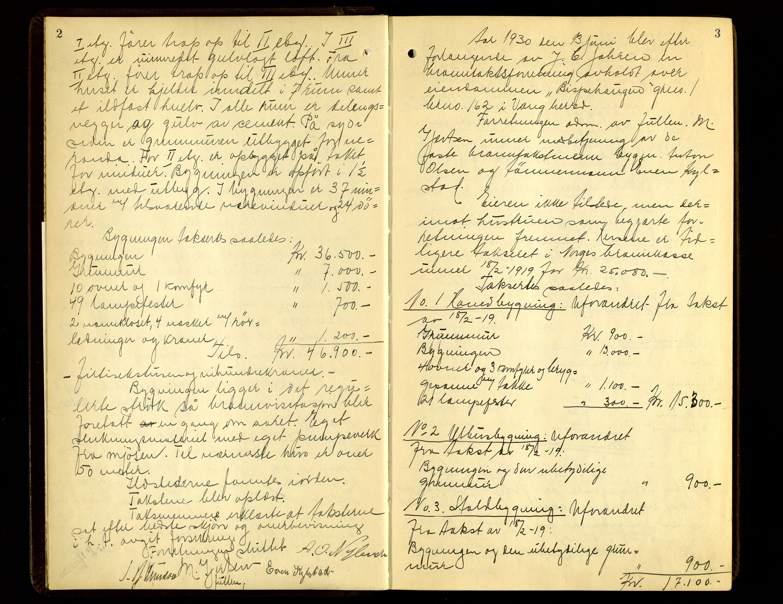 Norges Brannkasse, Vang, Hedmark, AV/SAH-NBRANV-005/F/L0005: Branntakstprotokoll, 1930-1952, p. 2-3