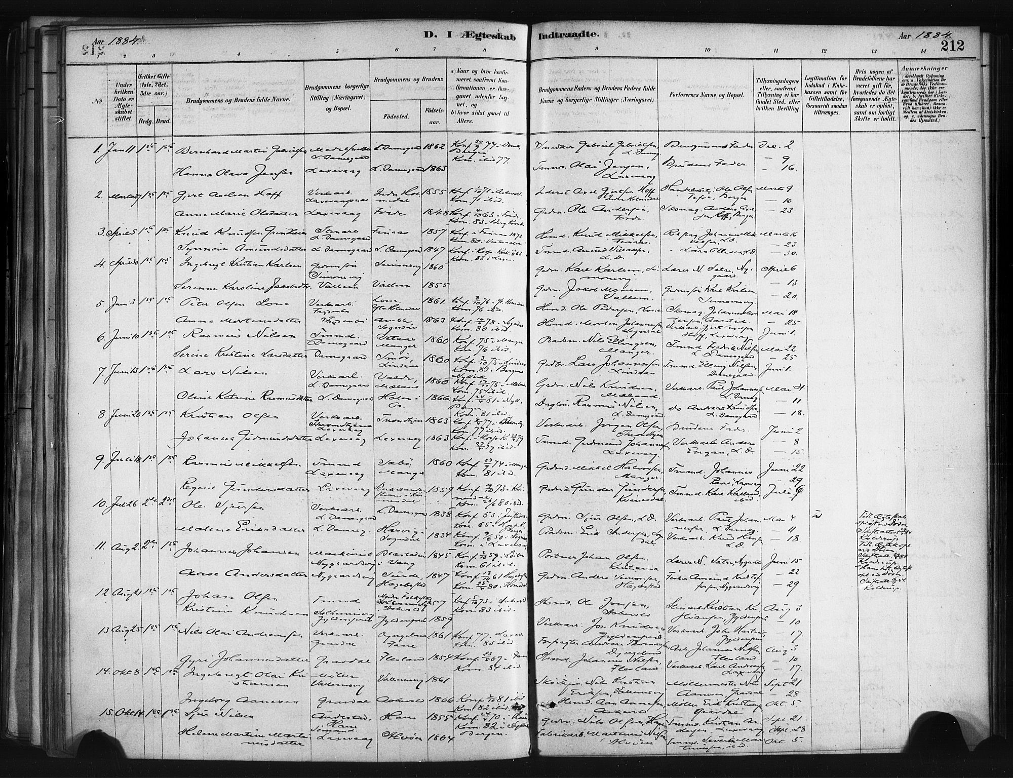 Askøy Sokneprestembete, AV/SAB-A-74101/H/Ha/Haa/Haae/L0002: Parish register (official) no. E 2, 1878-1891, p. 212