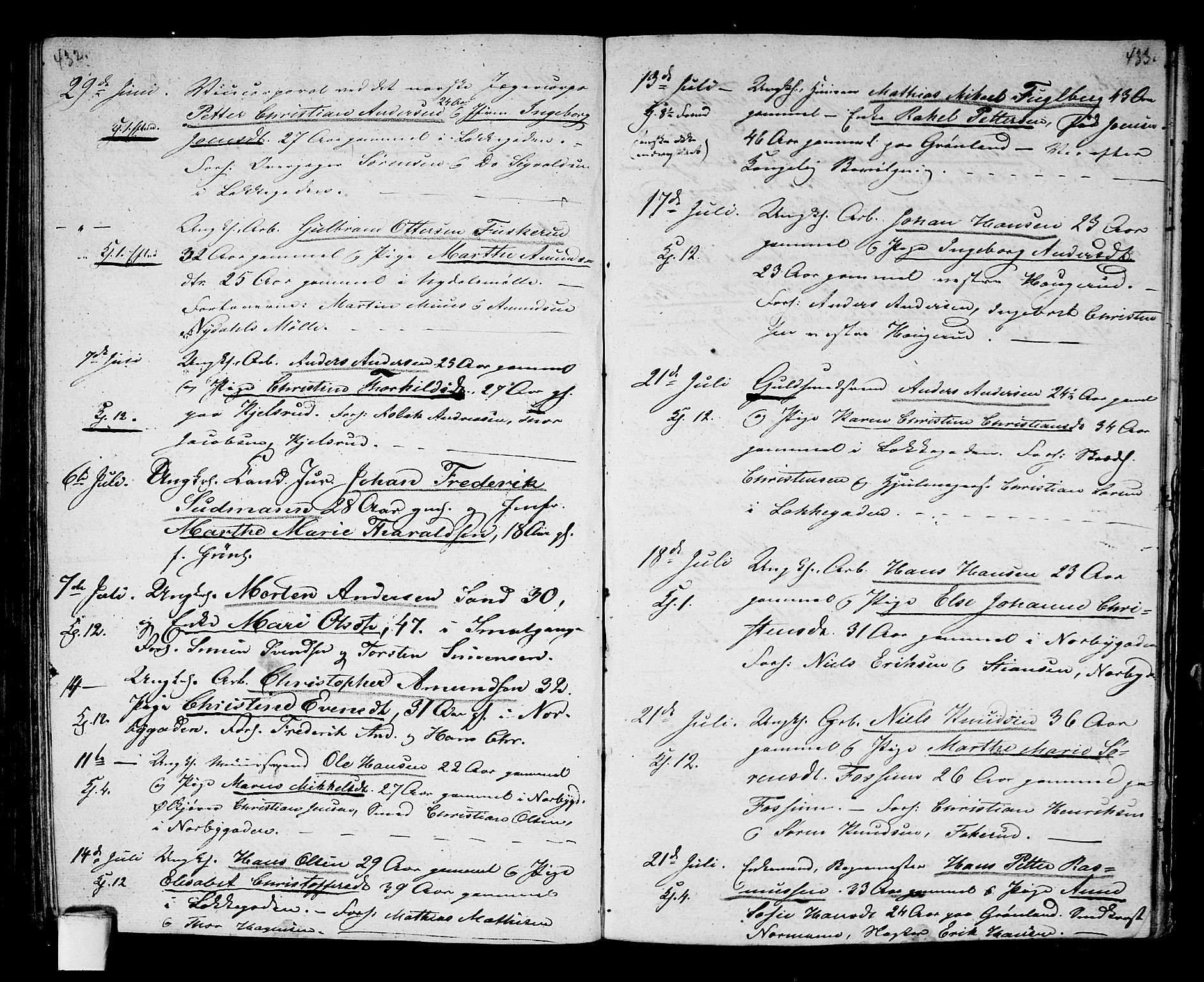 Aker prestekontor kirkebøker, AV/SAO-A-10861/G/L0007: Parish register (copy) no. 7, 1838-1846, p. 432-433