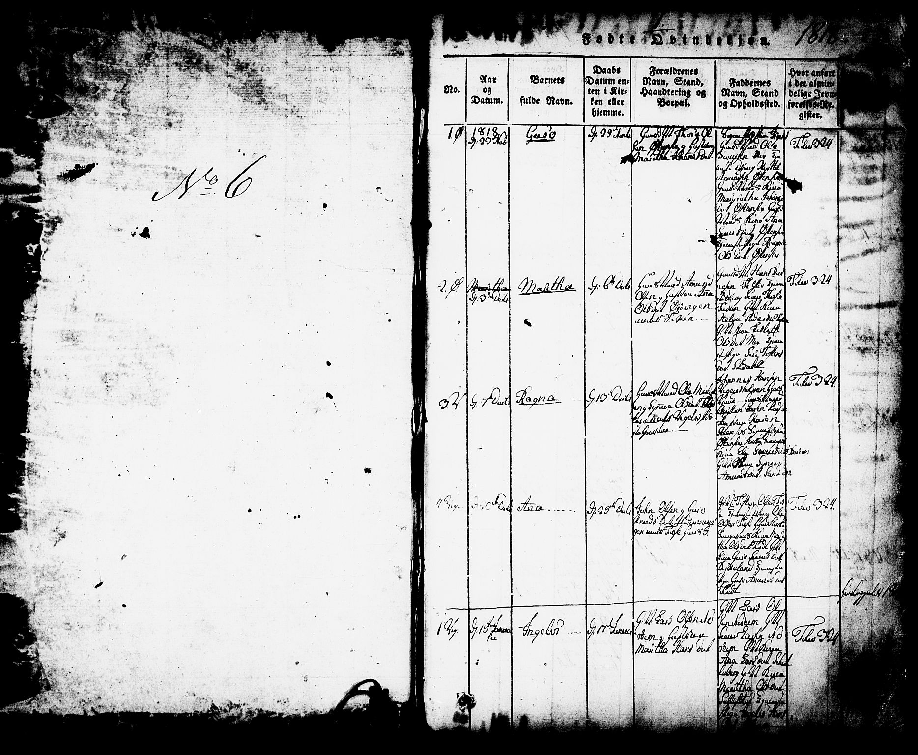 Kvam sokneprestembete, AV/SAB-A-76201/H/Haa: Parish register (official) no. A 6, 1818-1832, p. 1