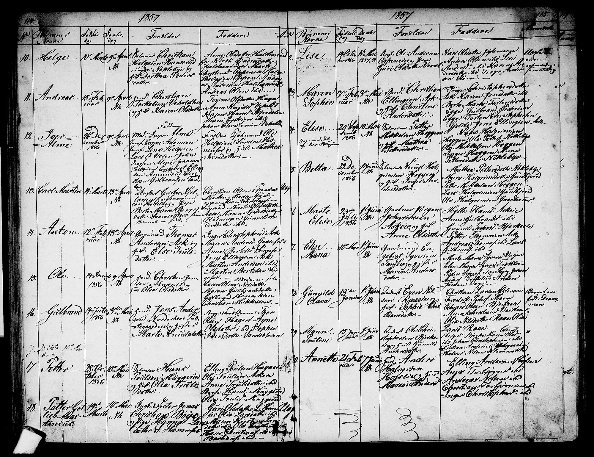 Norderhov kirkebøker, AV/SAKO-A-237/G/Ga/L0005: Parish register (copy) no. I 5, 1849-1863, p. 114-115