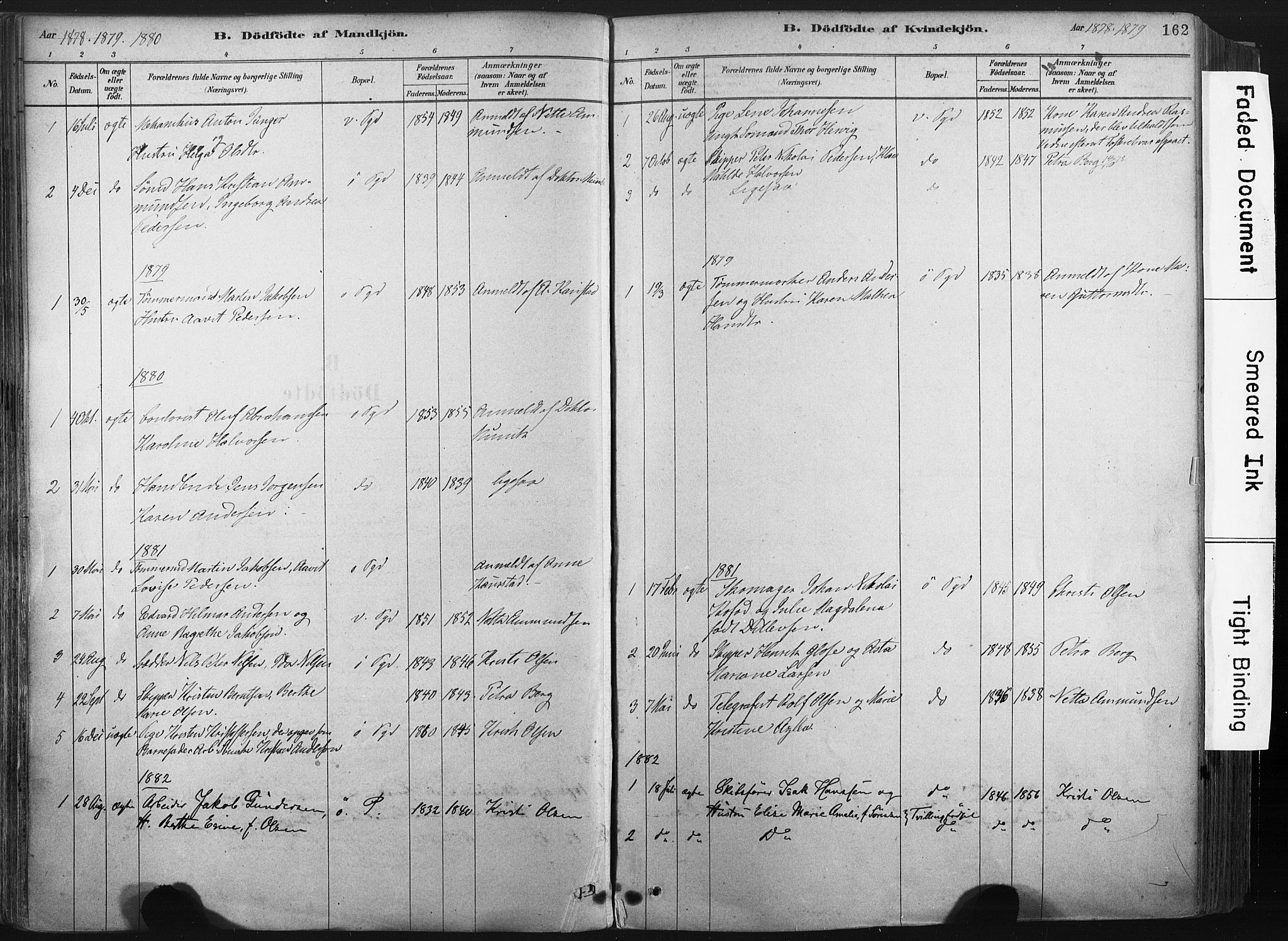 Porsgrunn kirkebøker , AV/SAKO-A-104/F/Fa/L0008: Parish register (official) no. 8, 1878-1895, p. 162