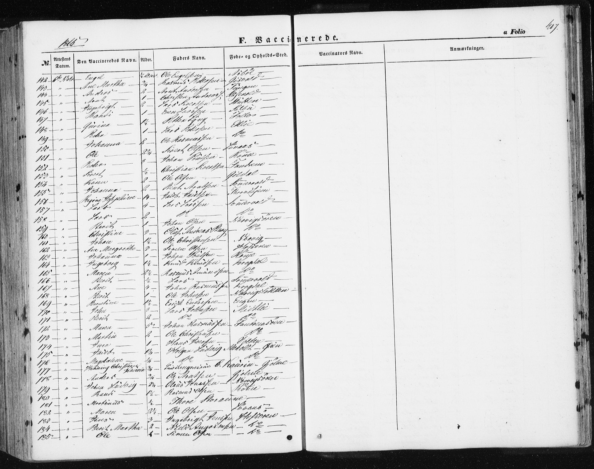 Ministerialprotokoller, klokkerbøker og fødselsregistre - Sør-Trøndelag, SAT/A-1456/668/L0806: Parish register (official) no. 668A06, 1854-1869, p. 407