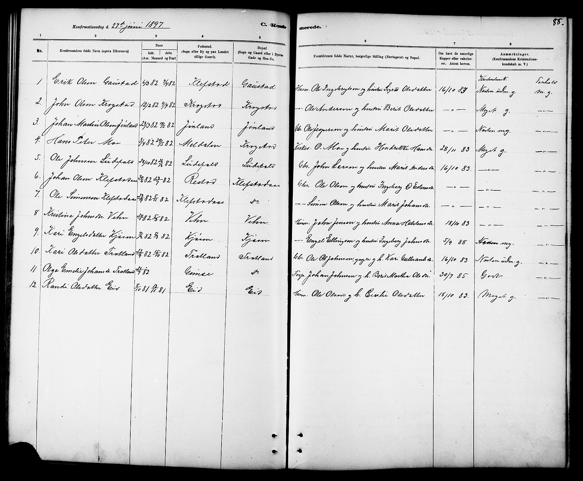 Ministerialprotokoller, klokkerbøker og fødselsregistre - Sør-Trøndelag, SAT/A-1456/694/L1132: Parish register (copy) no. 694C04, 1887-1914, p. 88