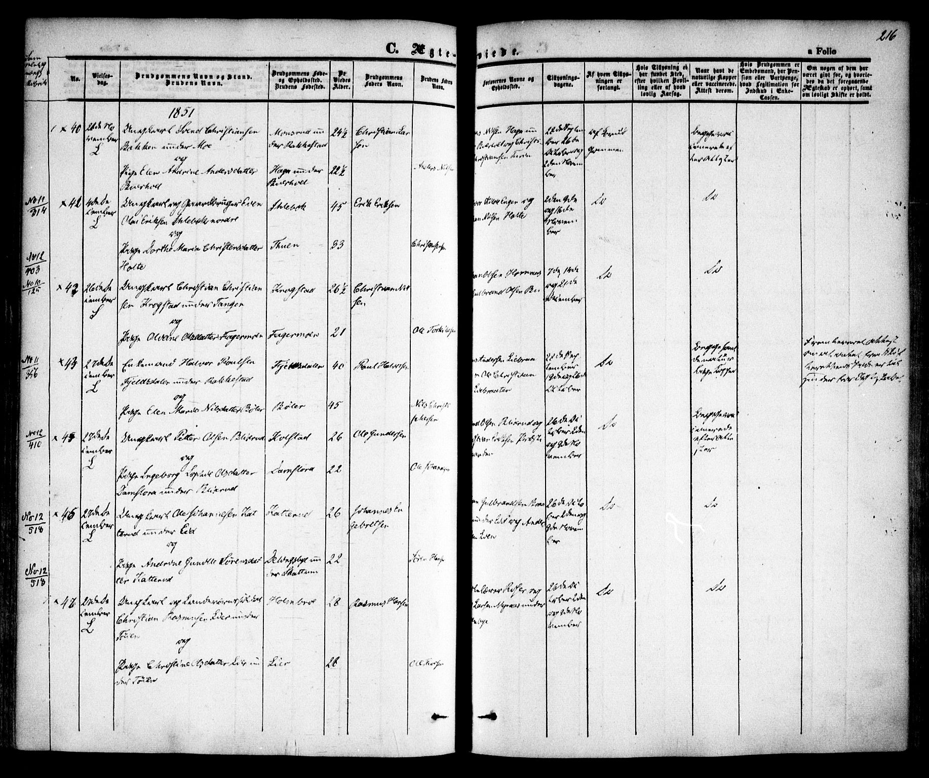 Høland prestekontor Kirkebøker, AV/SAO-A-10346a/F/Fa/L0009: Parish register (official) no. I 9, 1846-1853, p. 216