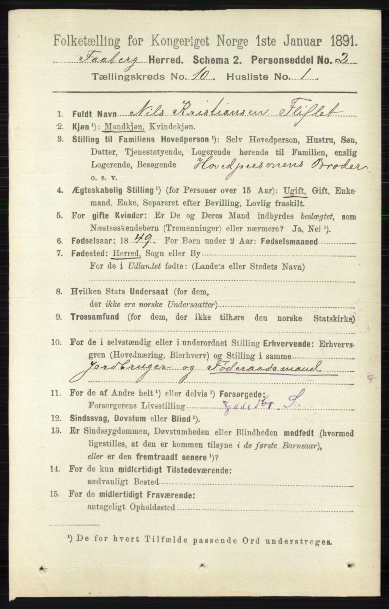 RA, 1891 census for 0524 Fåberg, 1891, p. 4107